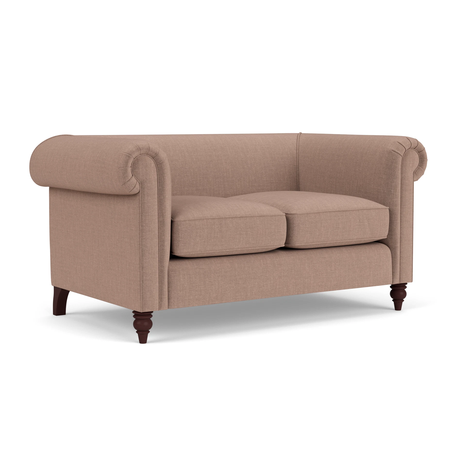 Rayner 2 Seater Sofa in Eco Chenille - Dusky Rose with Light legs