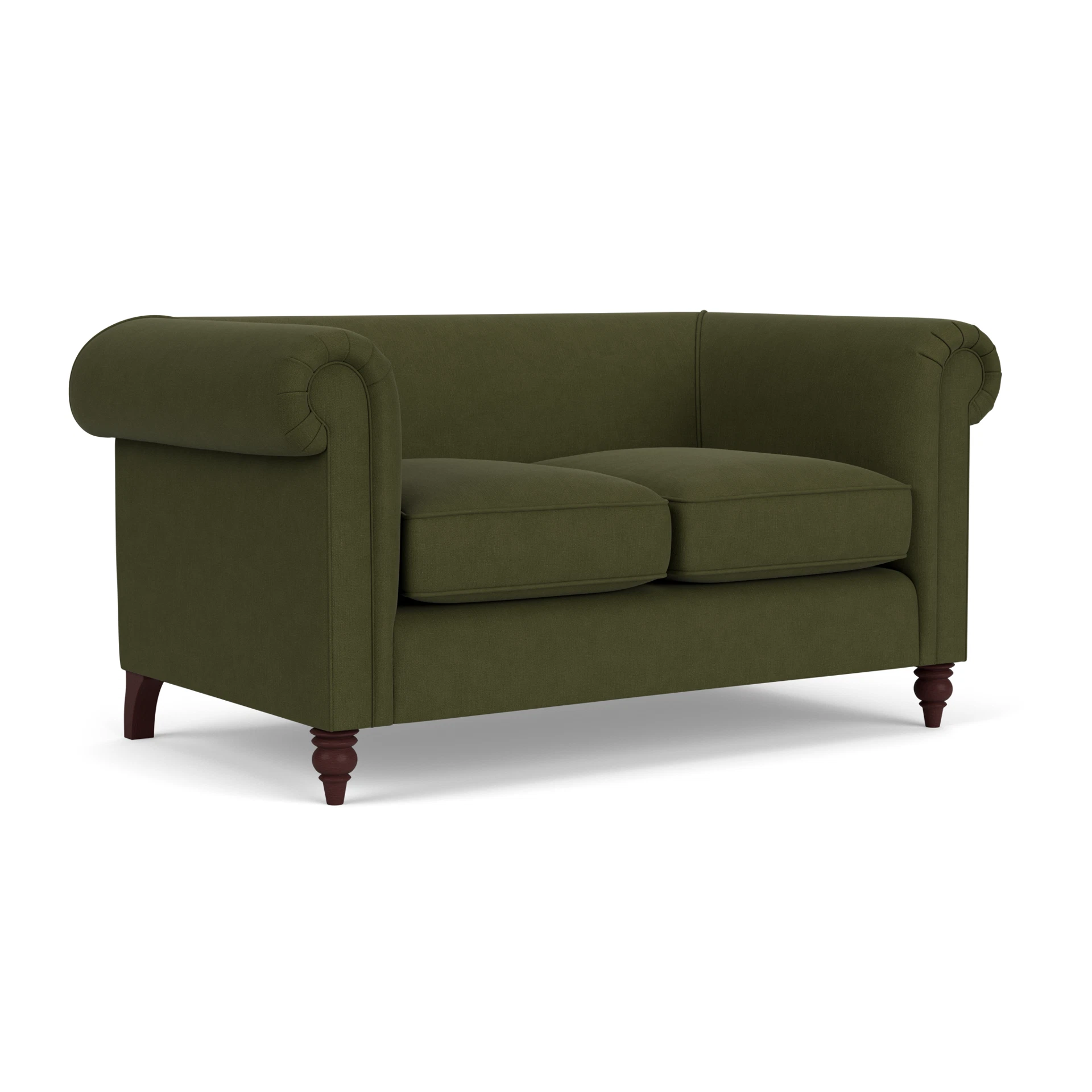 Rayner 2 Seater Sofa in House Linen Mix - Forest Green with Light legs