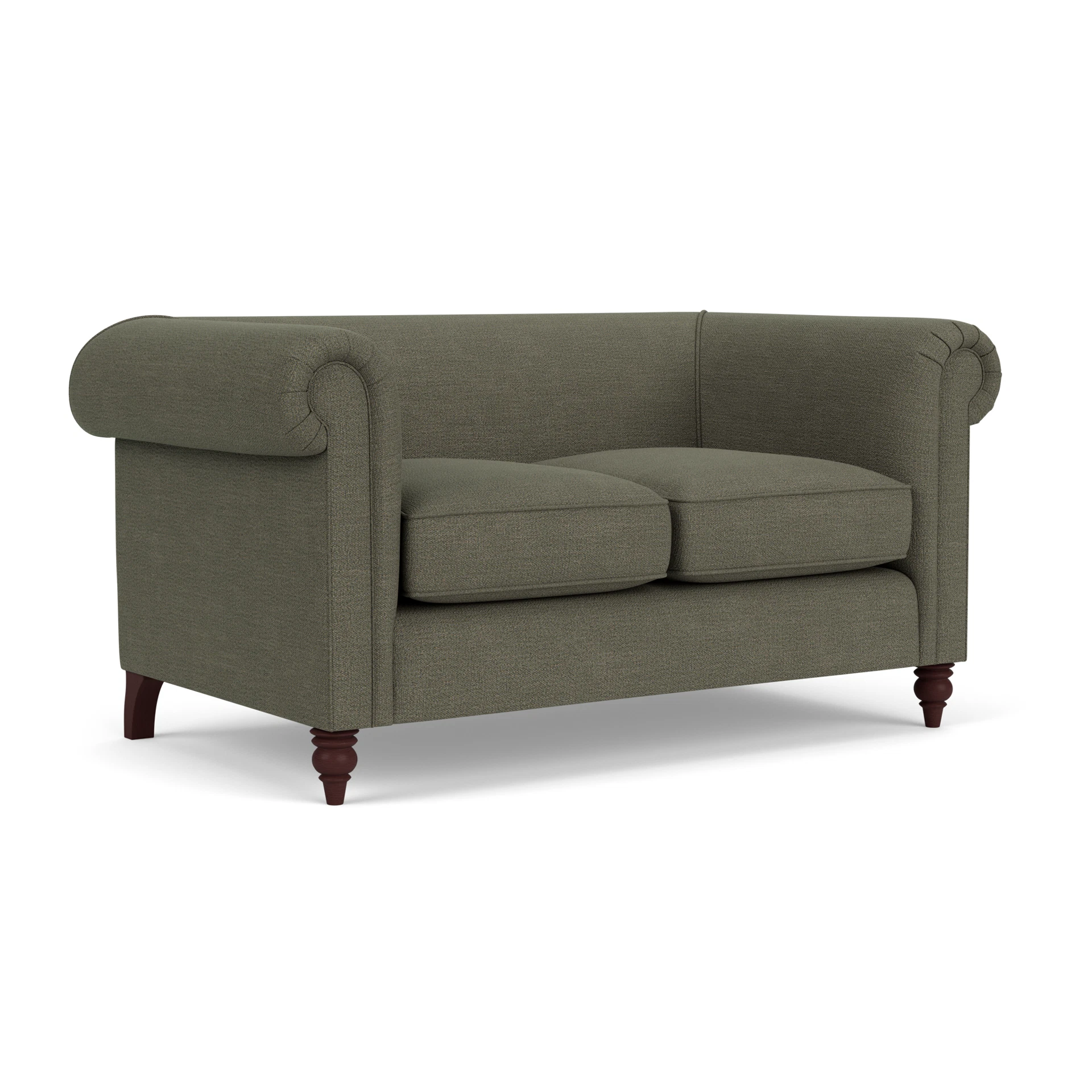 Rayner 2 Seater Sofa in Rustic Weave - Deep Forest with Light legs
