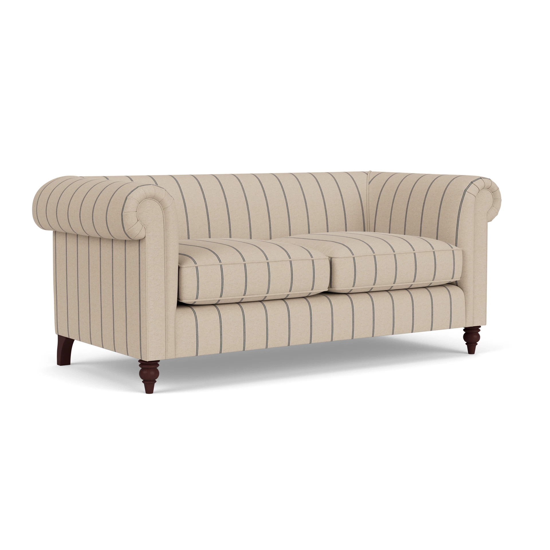 Rayner 3 Seater Sofa in Compton Stripe - Charcoal with Light legs
