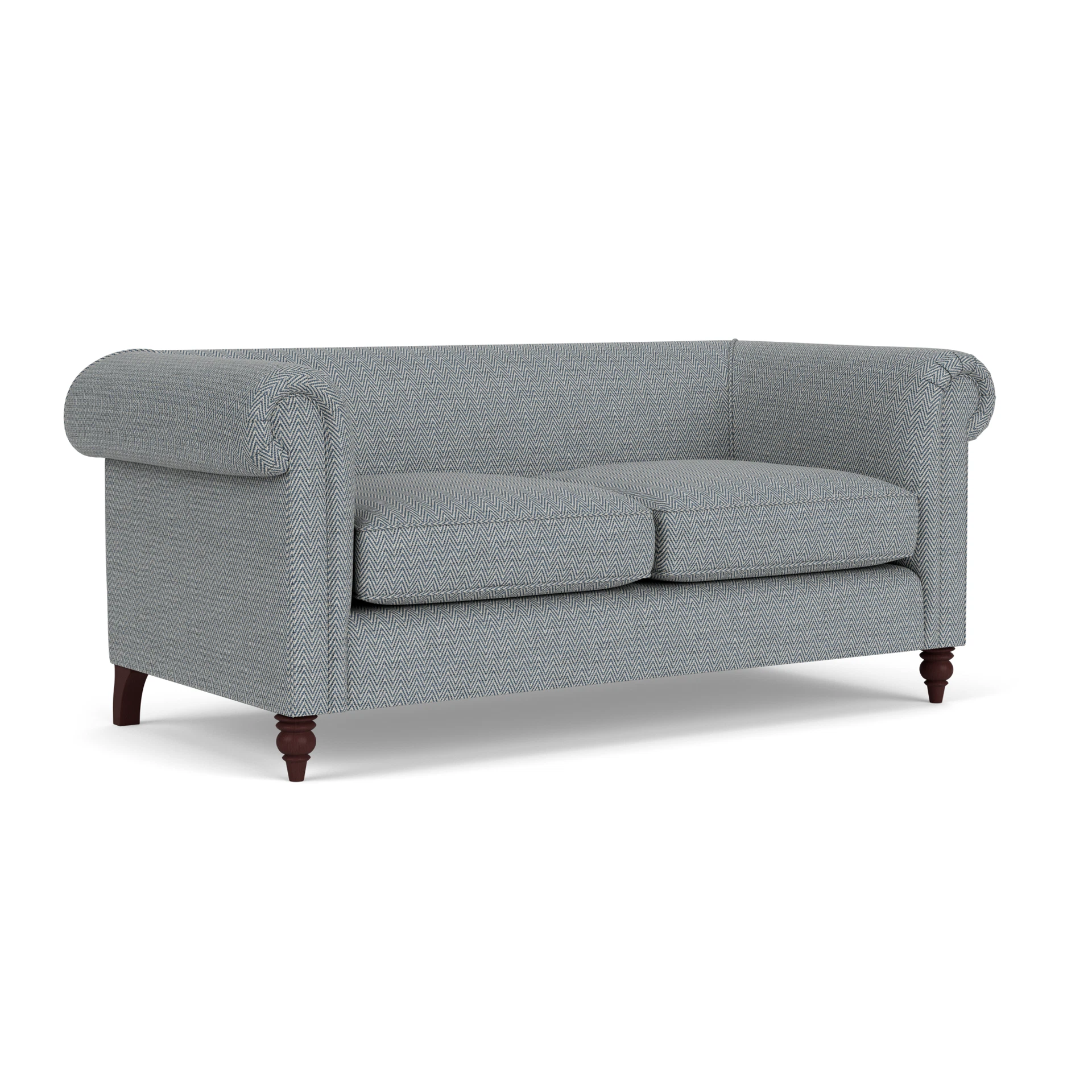 Rayner 3 Seater Sofa in Herringbone Weave - Navy with Light legs