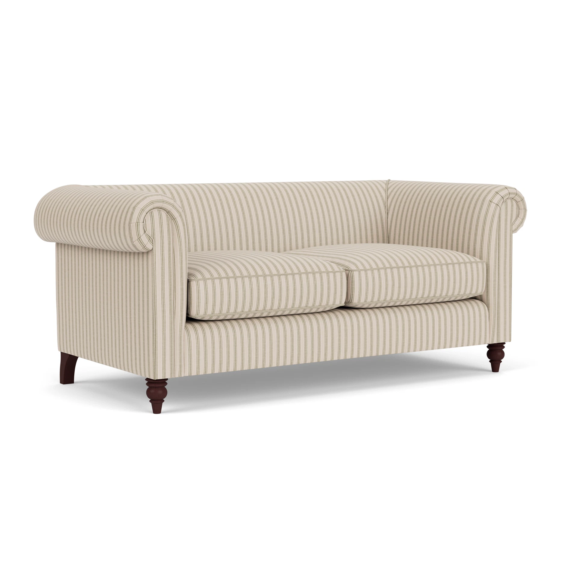 Rayner 3 Seater Sofa in Kingham Stripe - Sage with Light legs