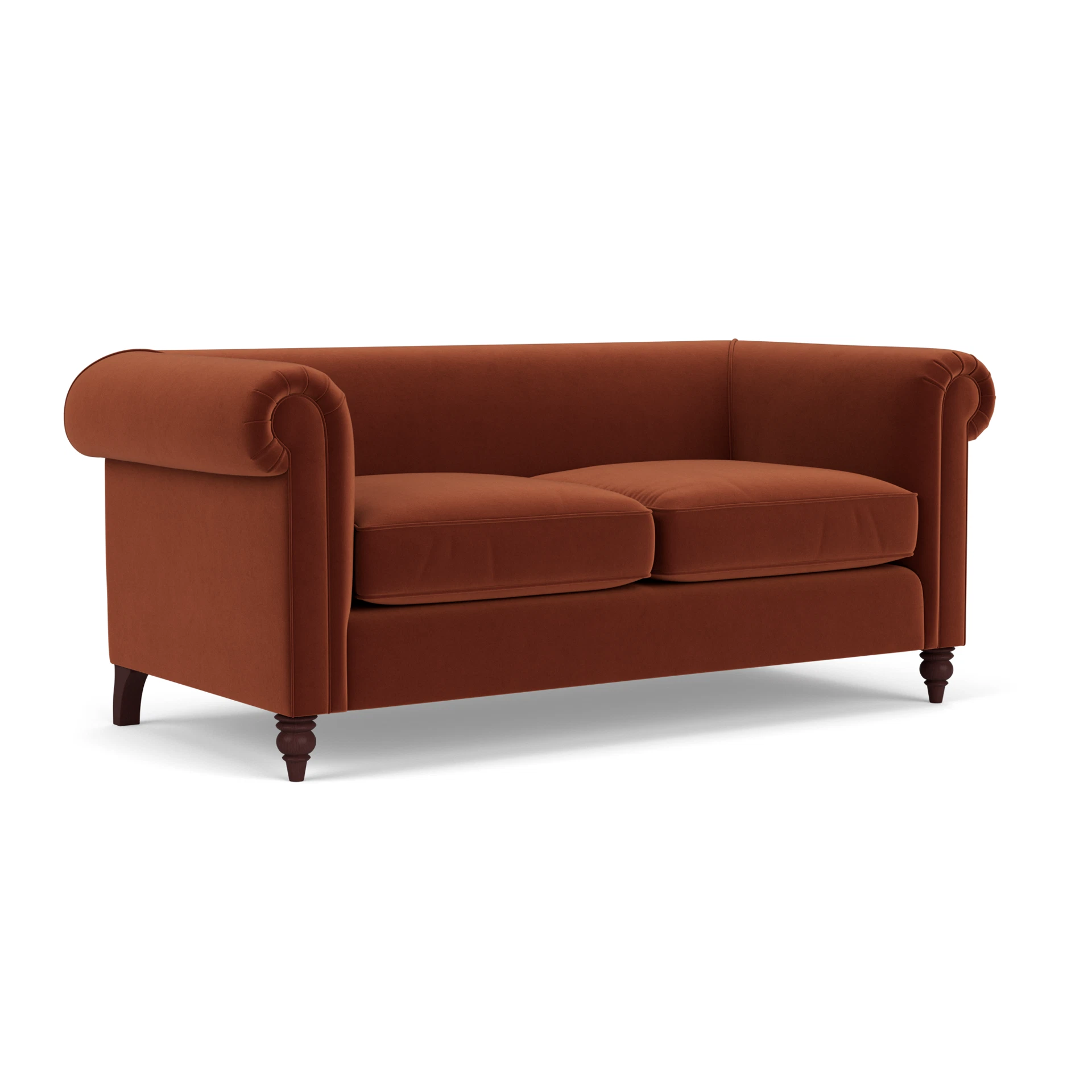 Rayner 3 Seater Sofa in Matt Velvet - Brick with Light legs
