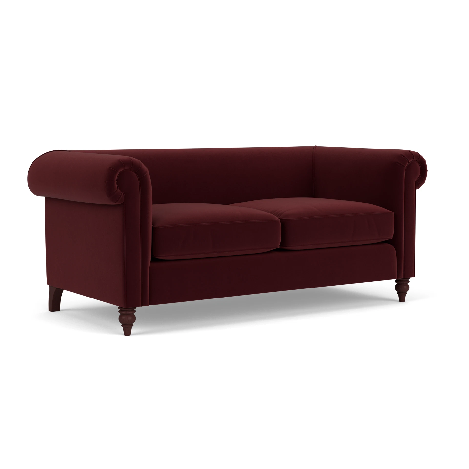 Rayner 3 Seater Sofa in Matt Velvet - Dark Rosehip with Light legs