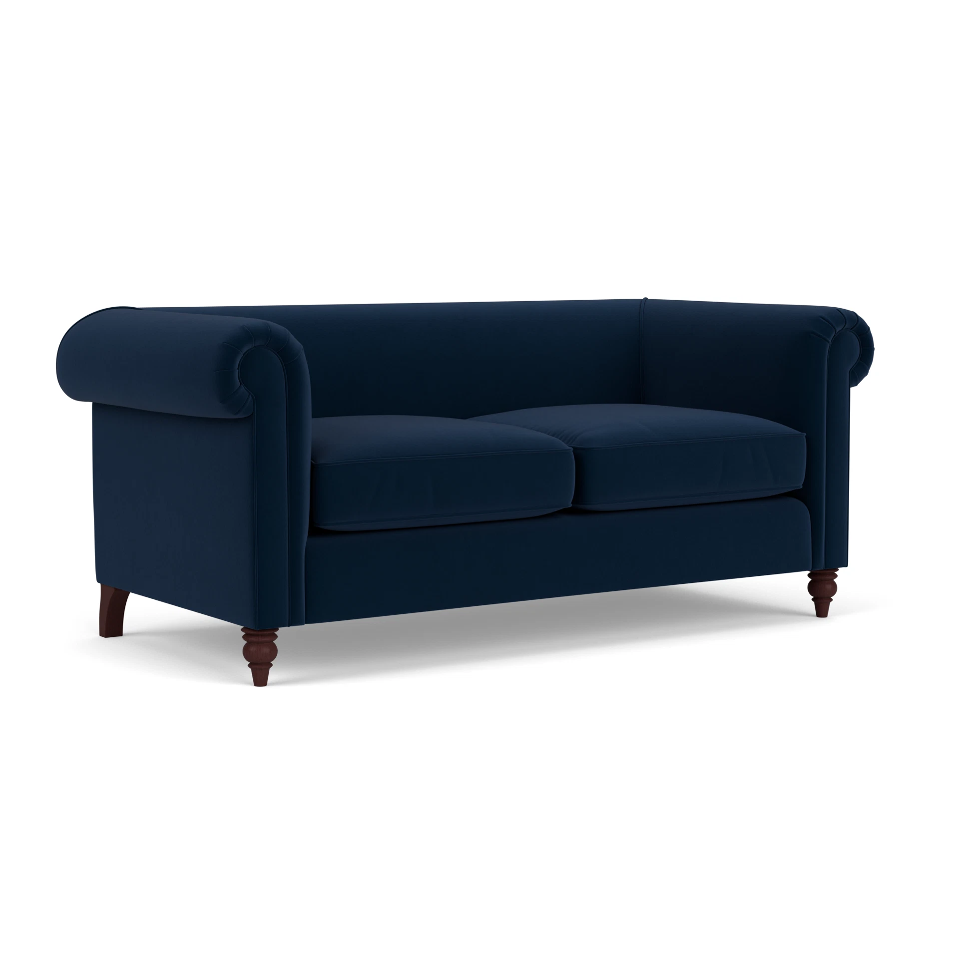 Rayner 3 Seater Sofa in Matt Velvet - Deep Blue with Light legs