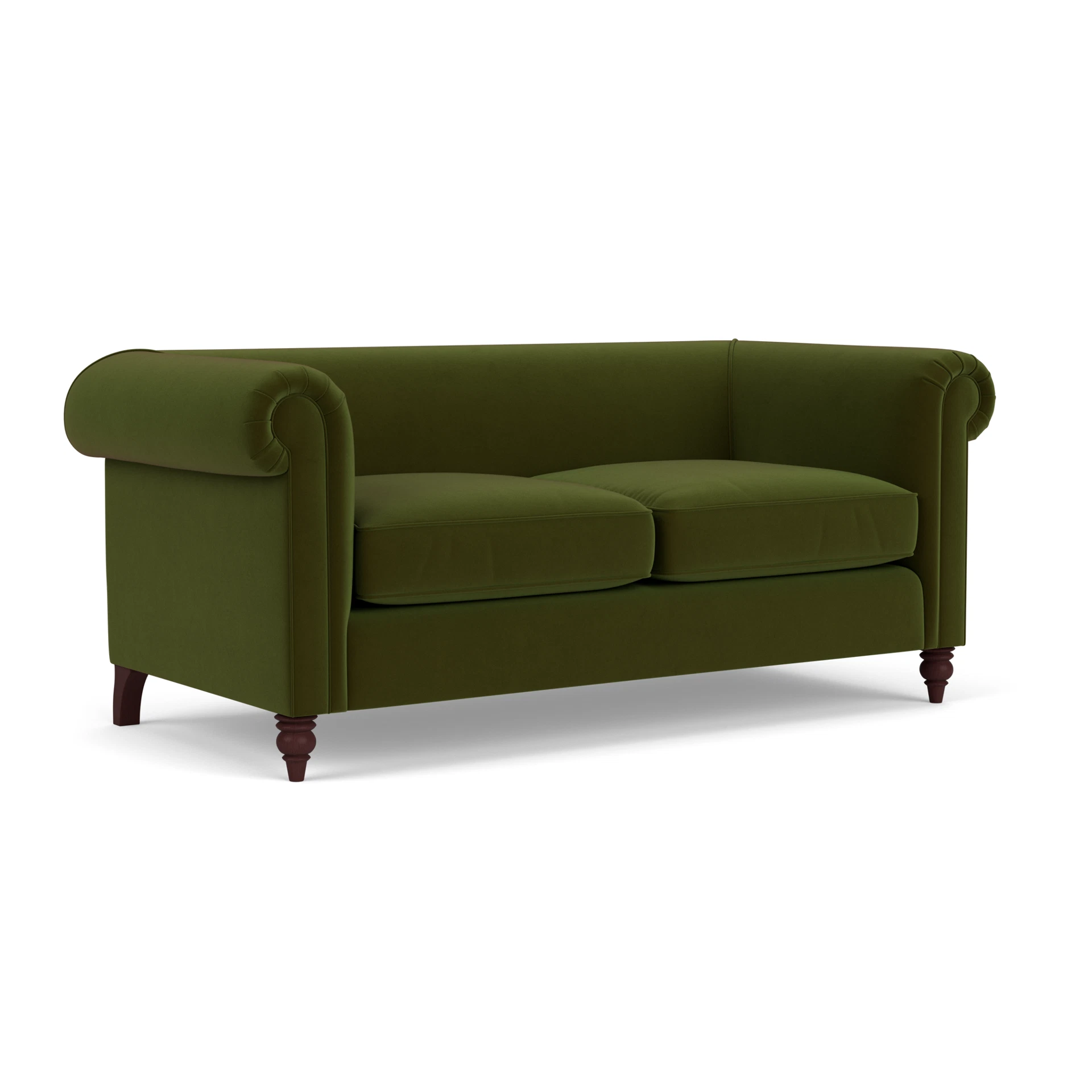Rayner 3 Seater Sofa in Matt Velvet - Forest Green with Light legs