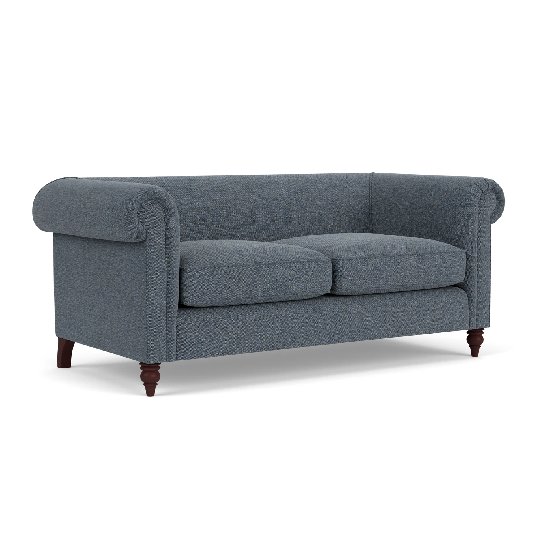Rayner 3 Seater Sofa in Rustic Weave - Indigo with Light legs