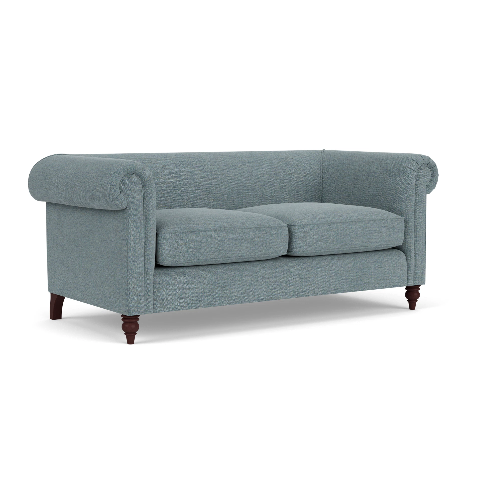 Rayner 3 Seater Sofa in Rustic Weave - Teal Marl with Light legs