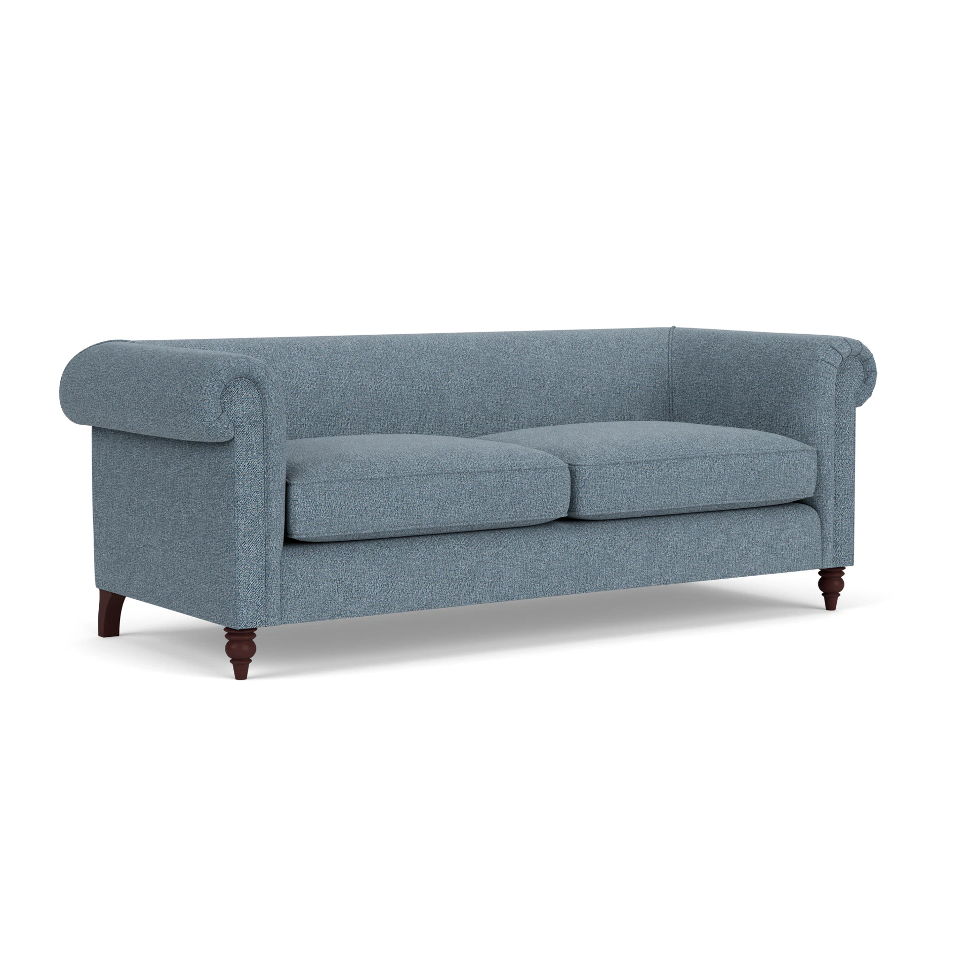 Rayner 4 Seater Sofa in Aquaclean Oxford - Mid Blue with Light legs
