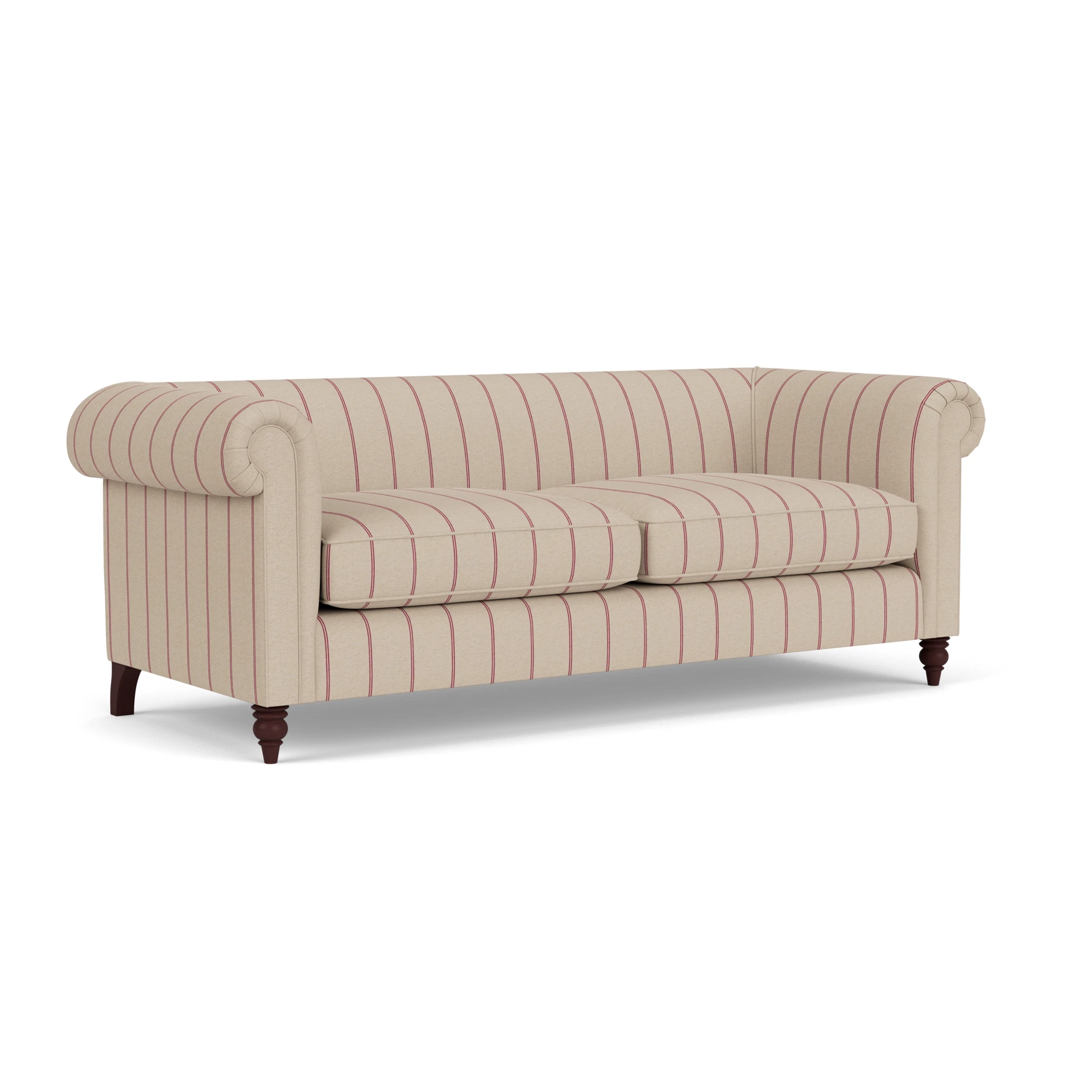 Rayner 4 Seater Sofa in Compton Stripe - Raspberry with Light legs