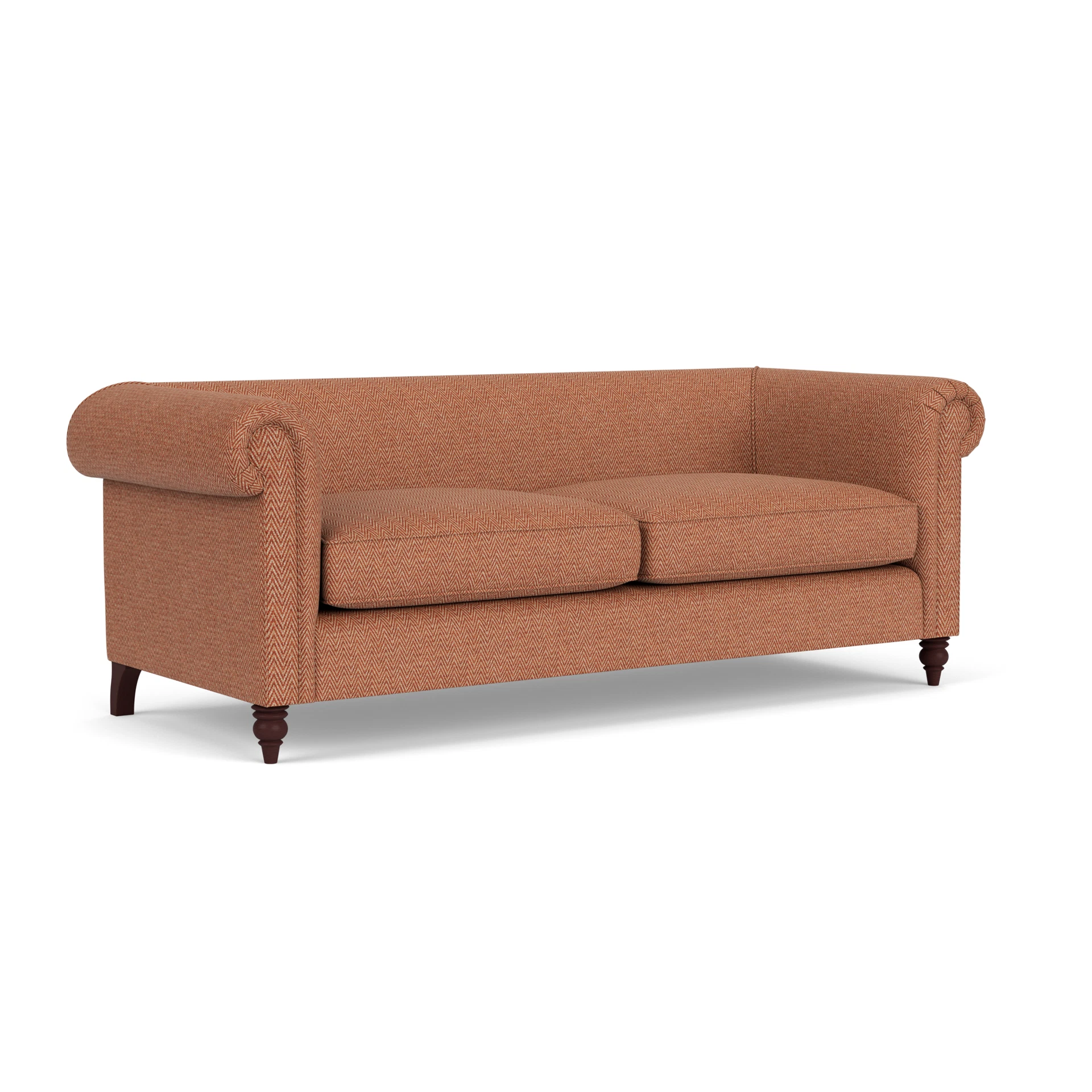 Rayner 4 Seater Sofa in Herringbone Weave - Brick with Light legs