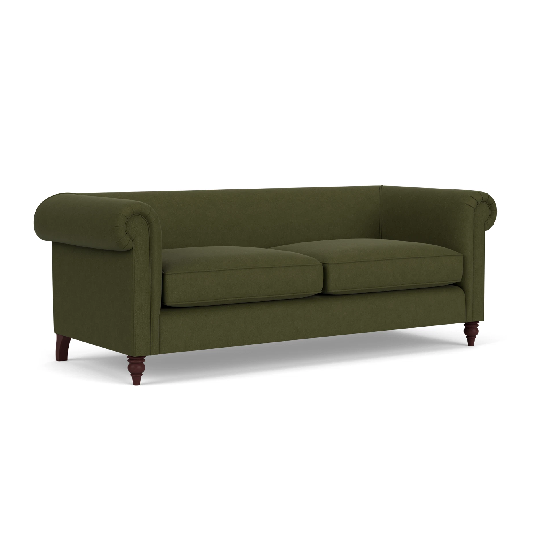 Rayner 4 Seater Sofa in House Linen Mix - Forest Green with Light legs