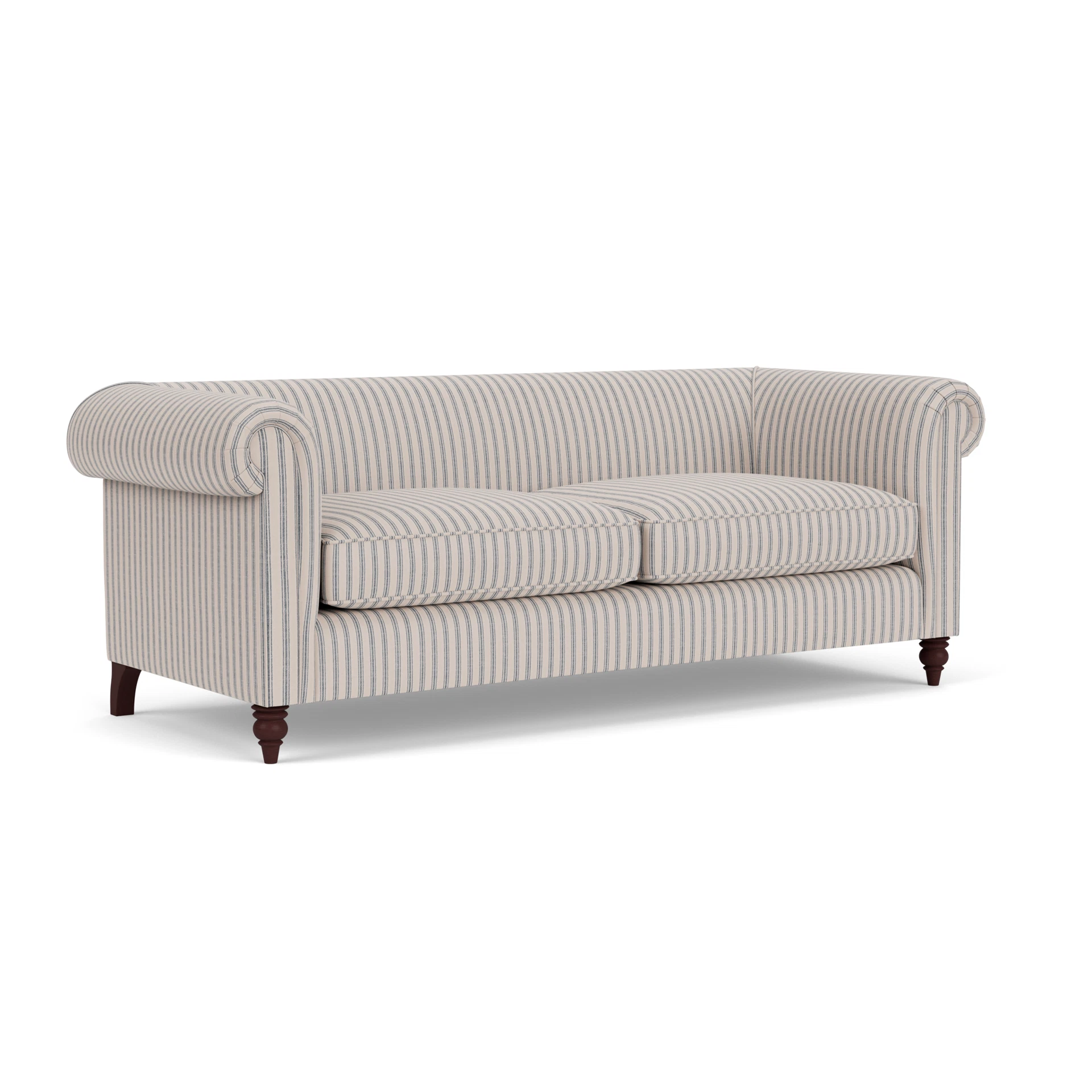 Rayner 4 Seater Sofa in Kingham Stripe - Indigo with Light legs