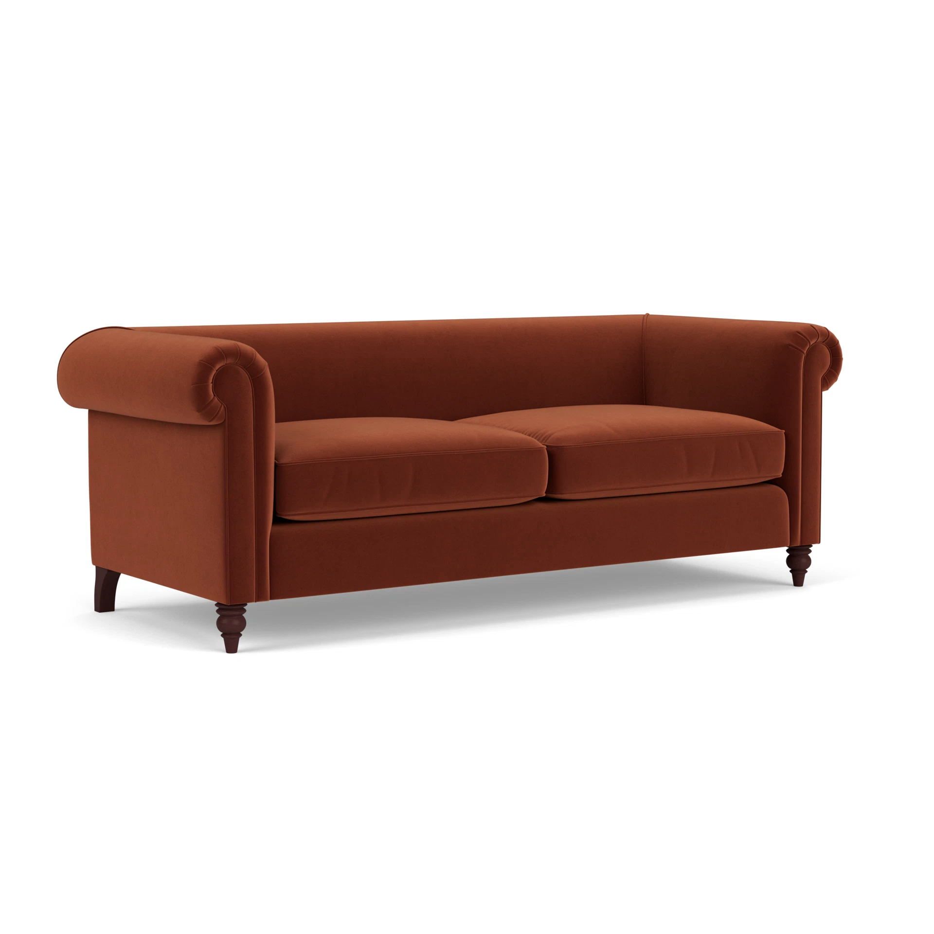 Rayner 4 Seater Sofa in Matt Velvet - Brick with Light legs