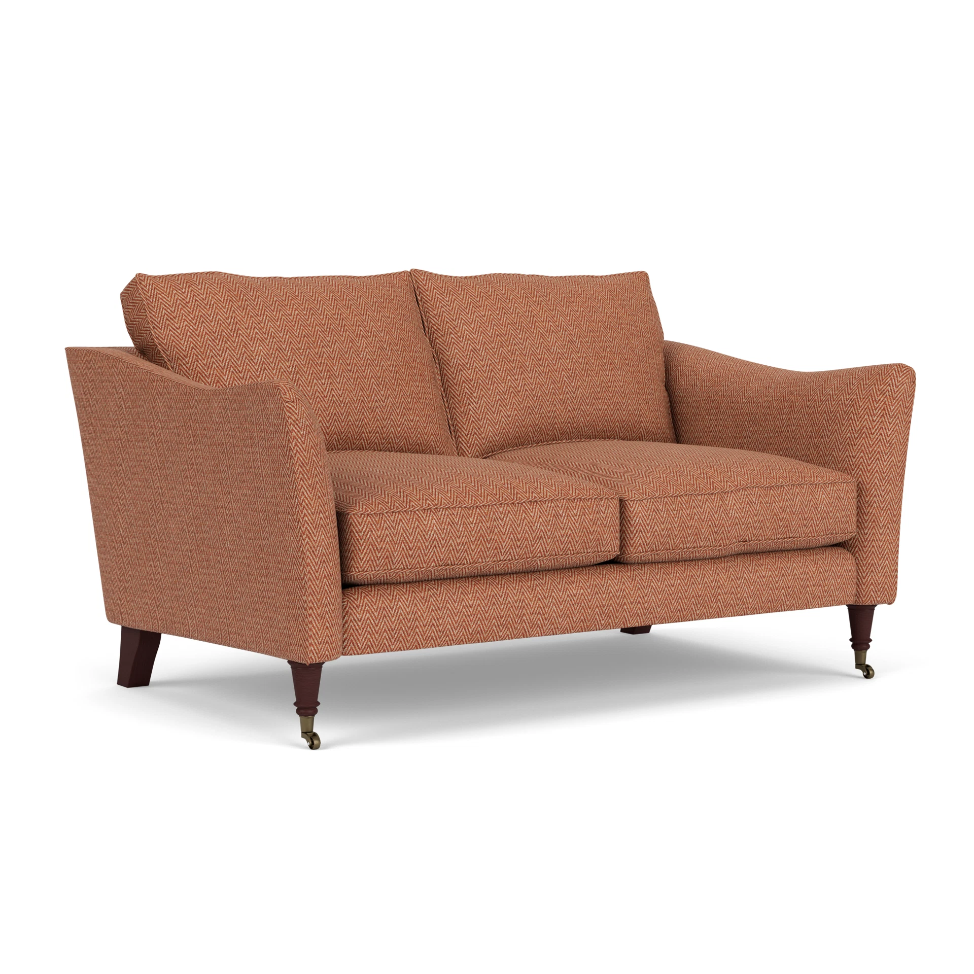 Robinson 2 Seater Sofa in Herringbone Weave - Brick with Light legs