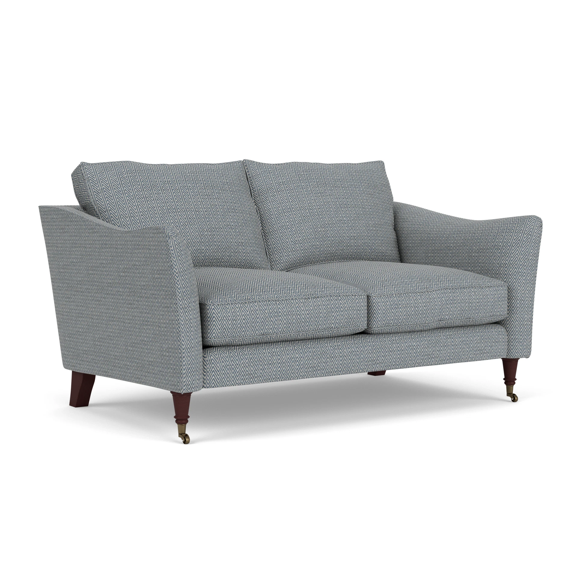 Robinson 2 Seater Sofa in Herringbone Weave - Navy with Light legs