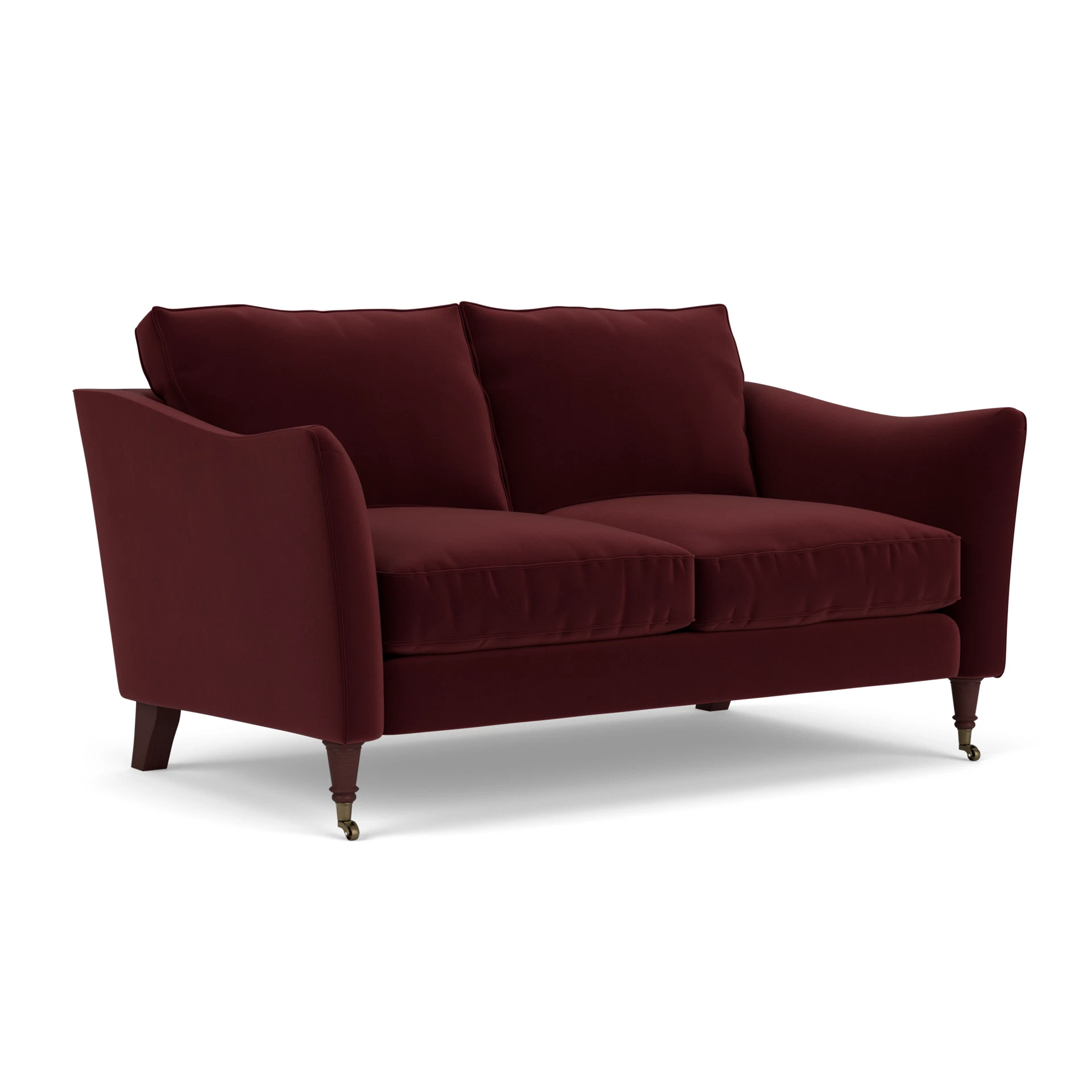 Robinson 2 Seater Sofa in Matt Velvet - Dark Rosehip with Light legs