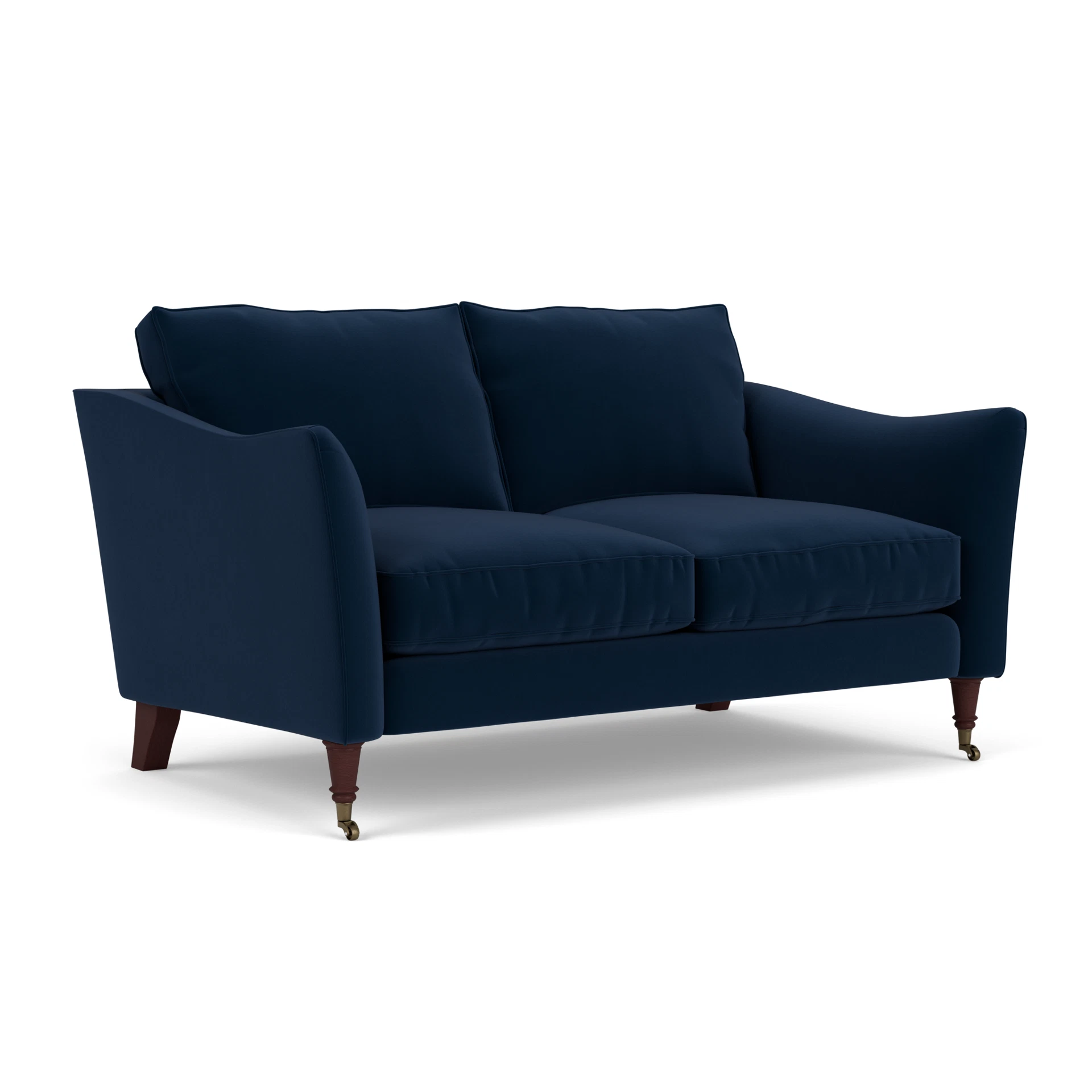 Robinson 2 Seater Sofa in Matt Velvet - Deep Blue with Light legs