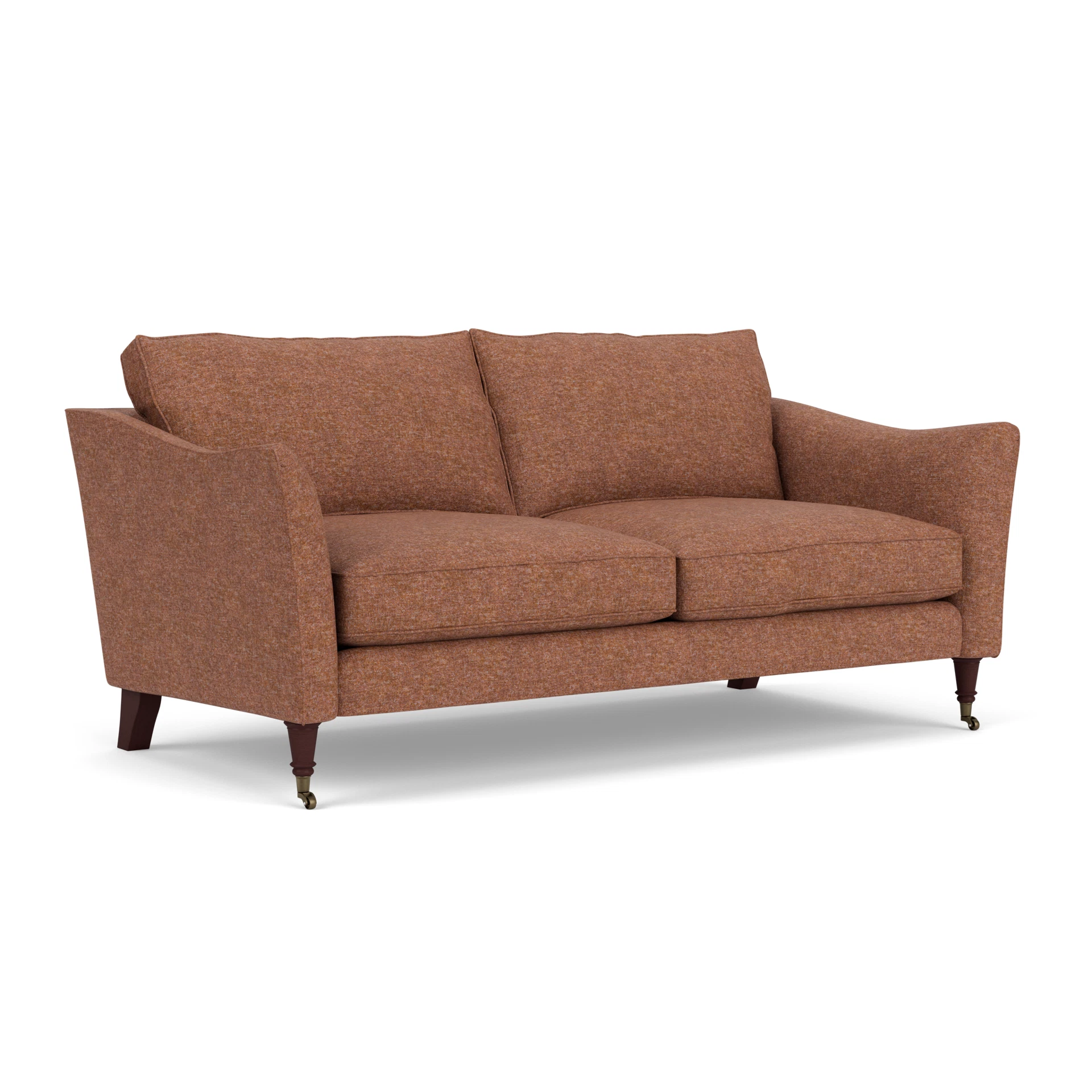 Robinson 3 Seater Sofa in Aquaclean Oxford - Brick Marl with Light legs