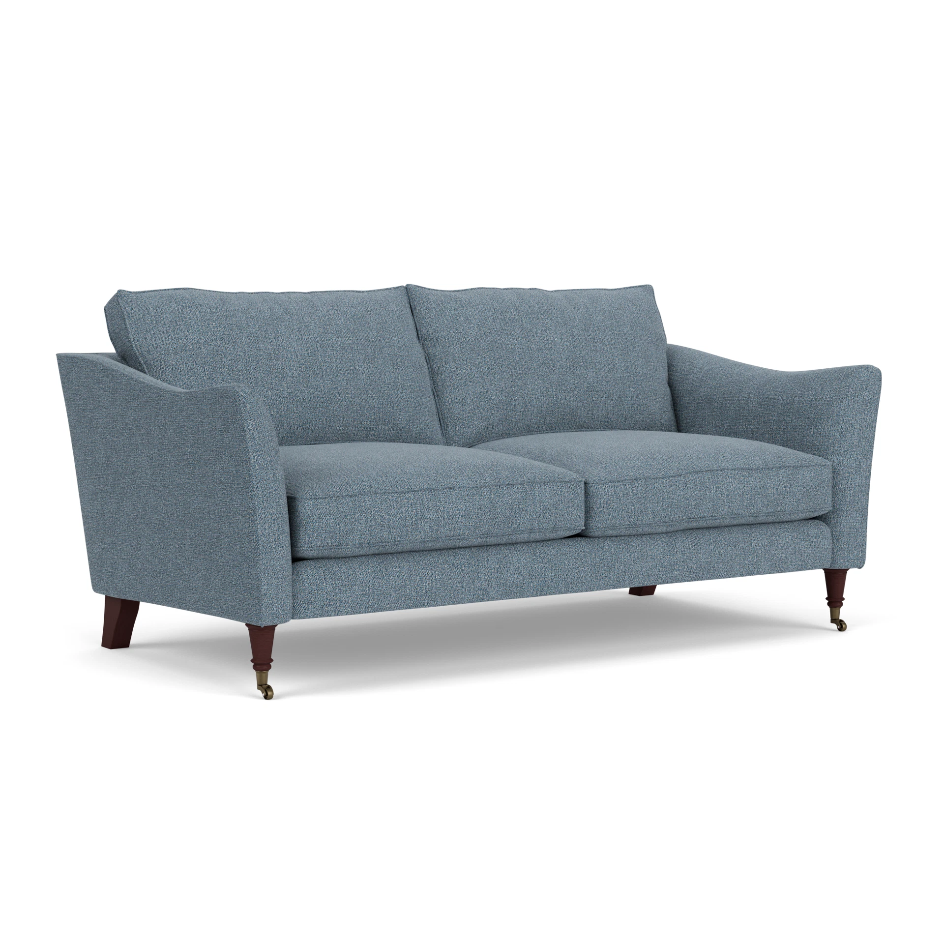 Robinson 3 Seater Sofa in Aquaclean Oxford - Mid Blue with Light legs