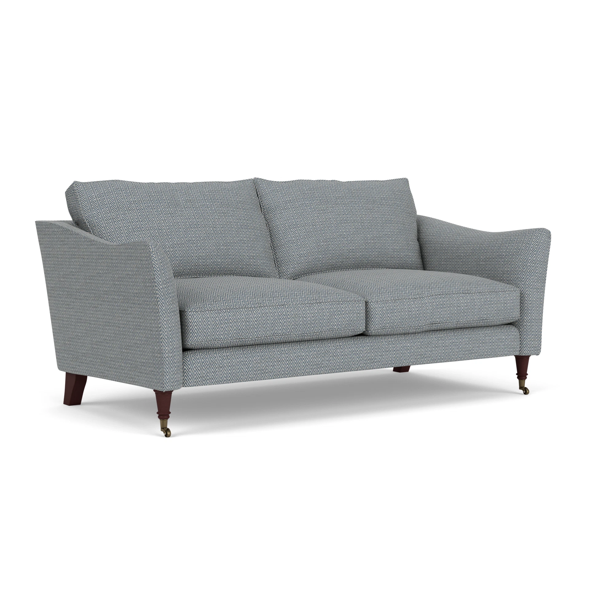 Robinson 3 Seater Sofa in Herringbone Weave - Navy with Light legs