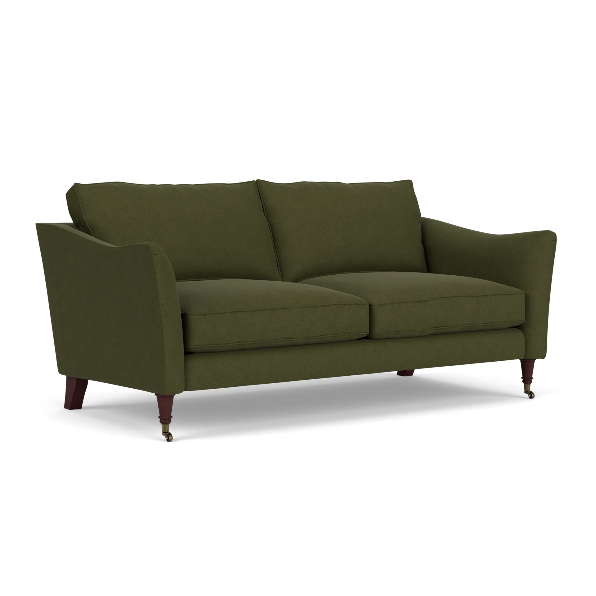 Robinson 3 Seater Sofa in House Linen Mix - Forest Green with Light legs