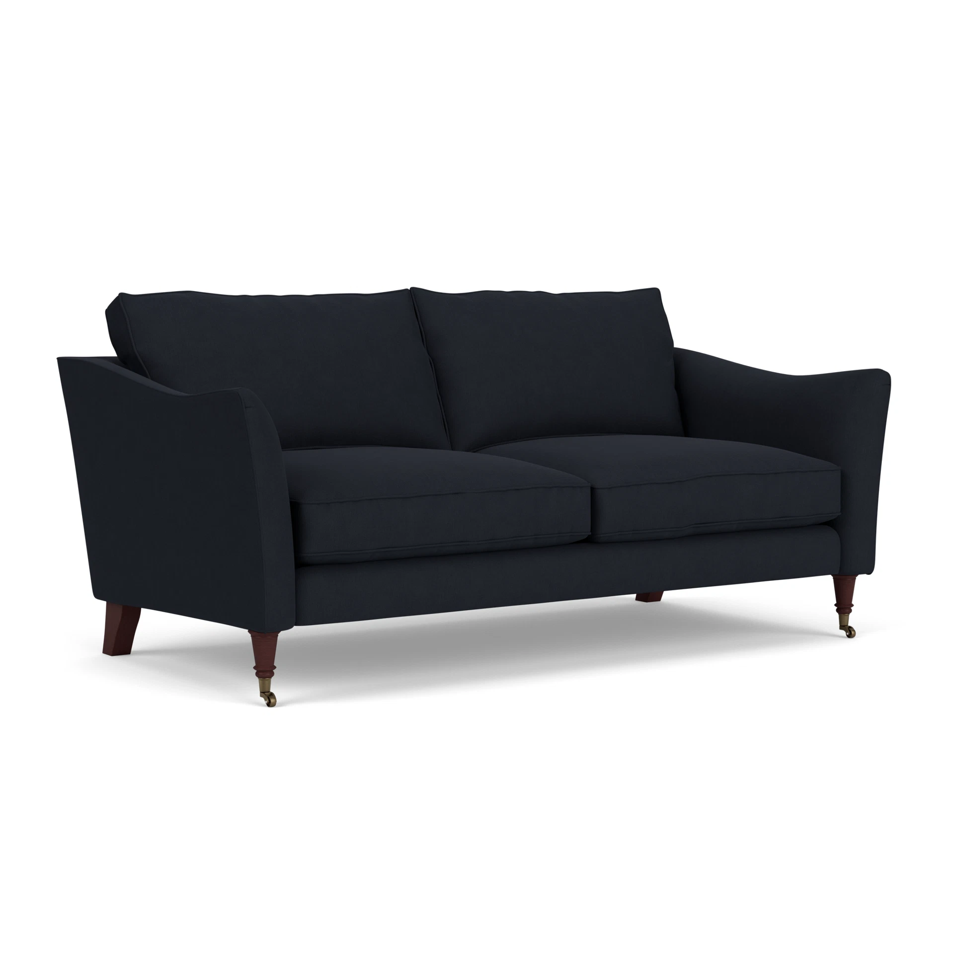 Robinson 3 Seater Sofa in House Linen Mix - Ink with Light legs