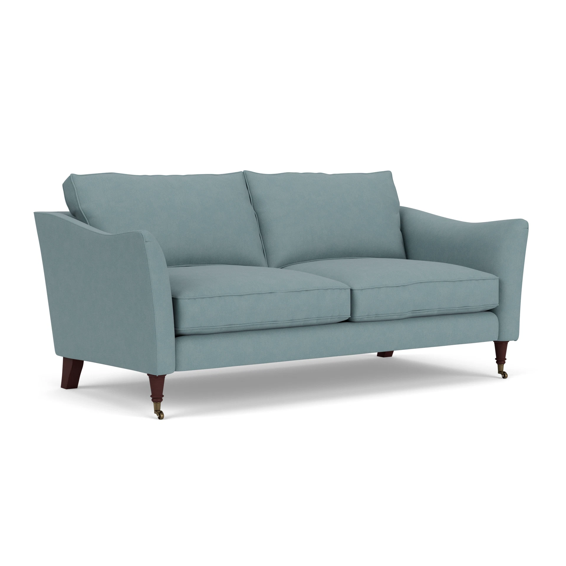Robinson 3 Seater Sofa in House Linen Mix - Sky Blue with Light legs