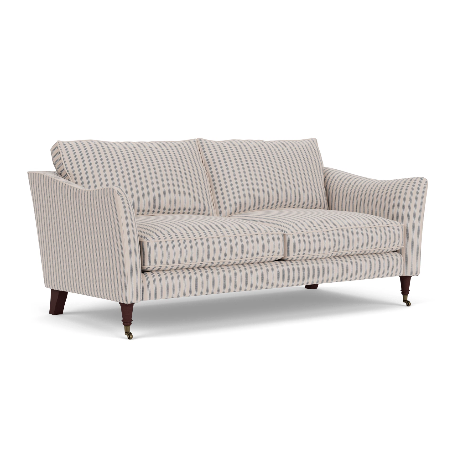 Robinson 3 Seater Sofa in Kingham Stripe - Indigo with Light legs