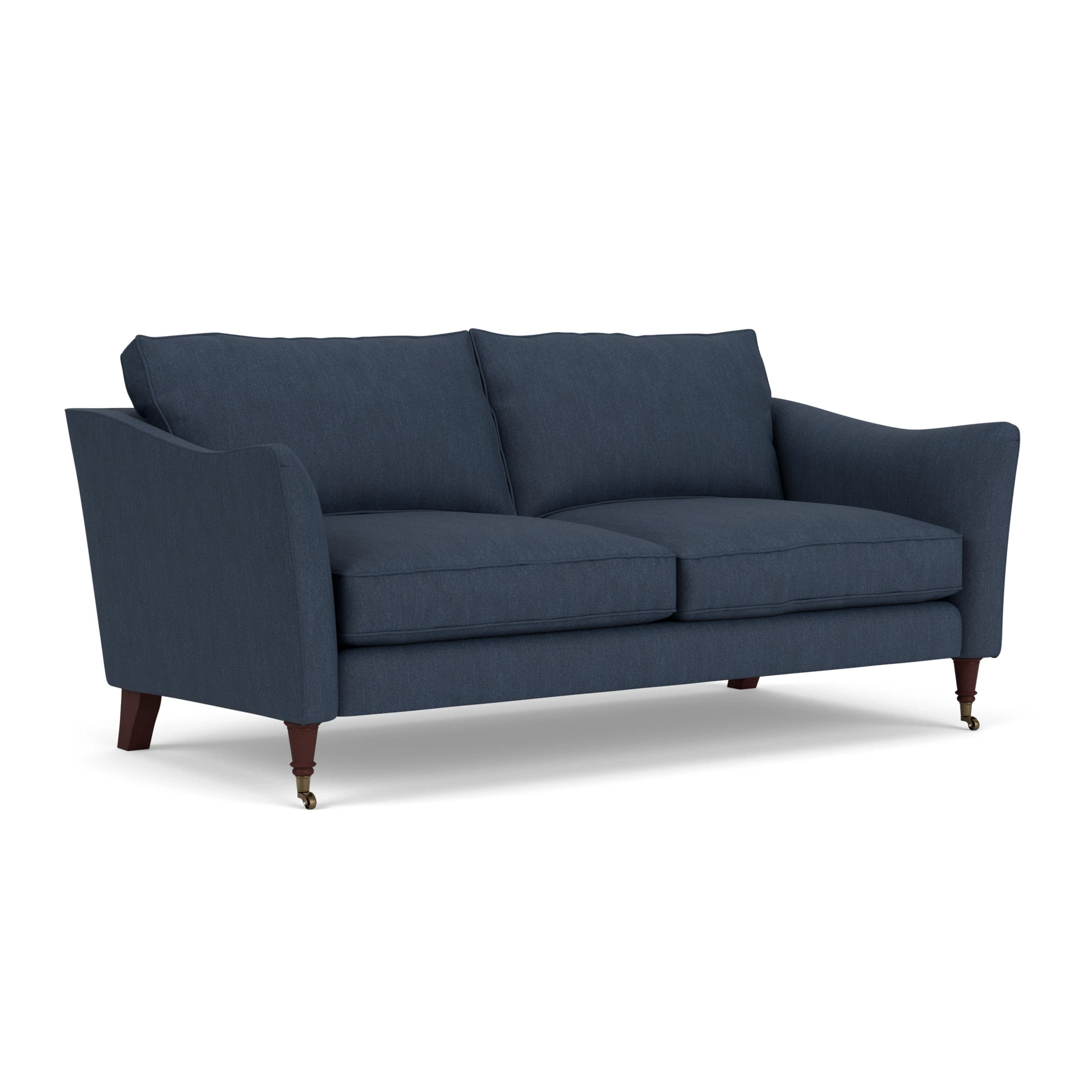 Robinson 3 Seater Sofa in Luxury Italian Linen - Indigo with Light legs