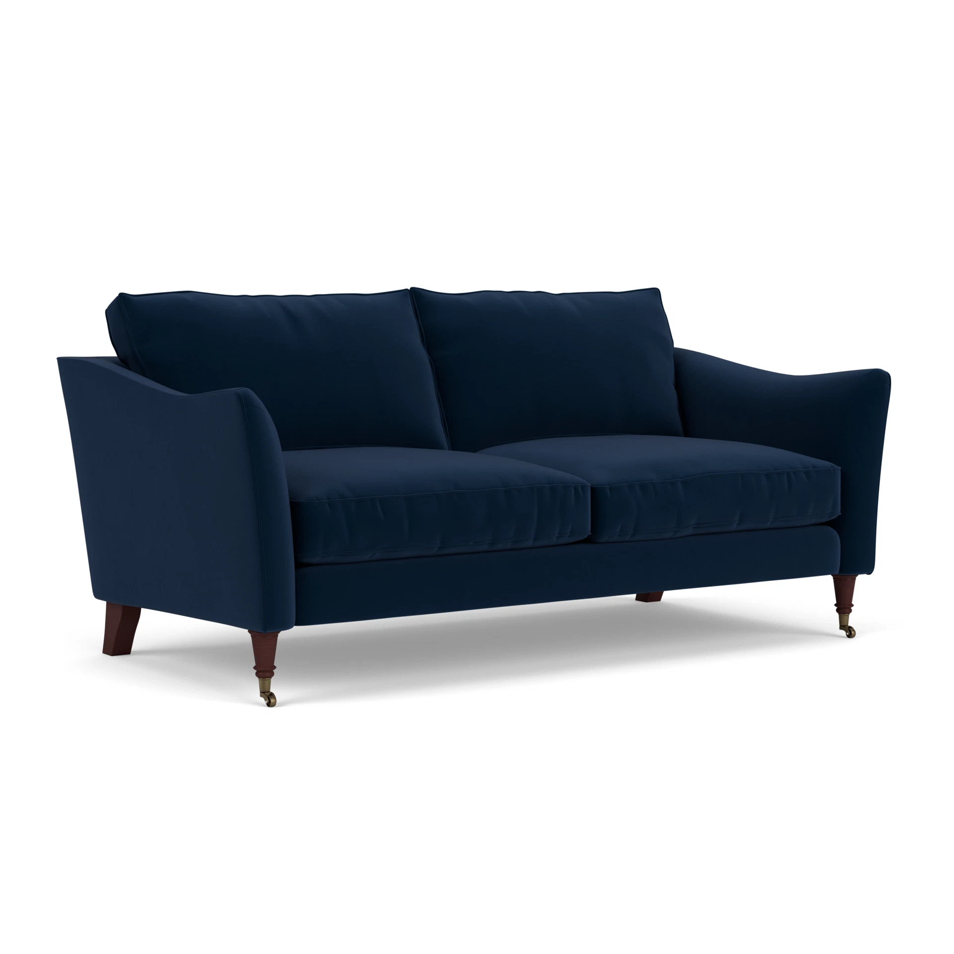 Robinson 3 Seater Sofa in Matt Velvet - Deep Blue with Light legs