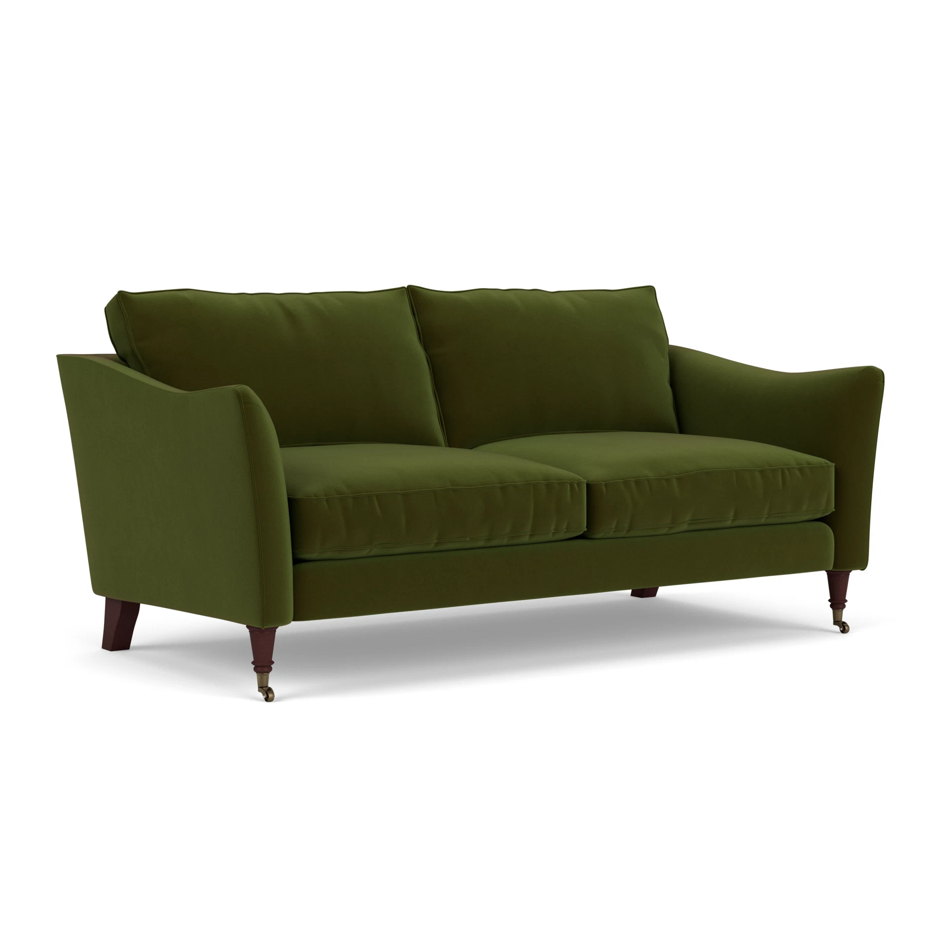 Robinson 3 Seater Sofa in Matt Velvet - Forest Green with Light legs