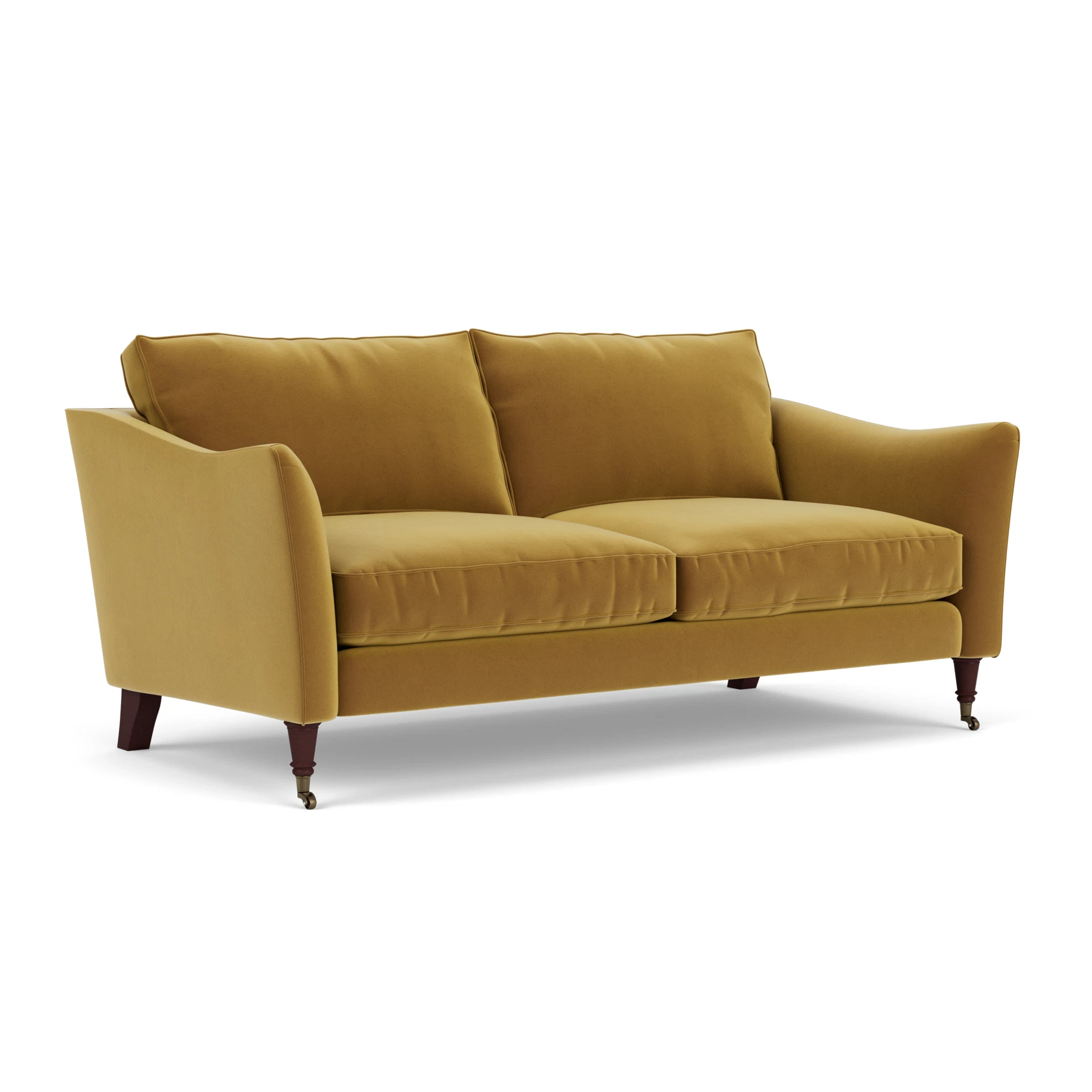 Robinson 3 Seater Sofa in Matt Velvet - Mustard with Light legs