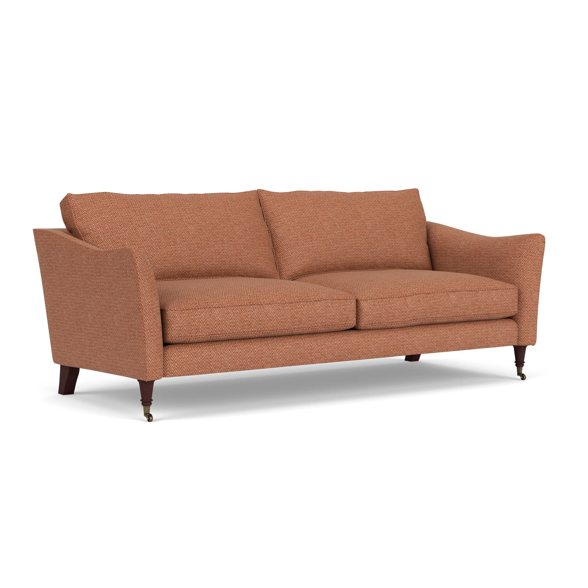 Robinson 4 Seater Sofa in Herringbone Weave - Brick with Light legs