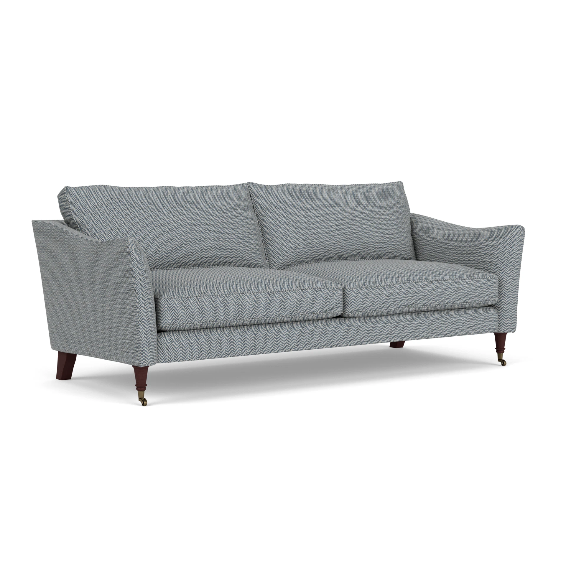 Robinson 4 Seater Sofa in Herringbone Weave - Navy with Light legs