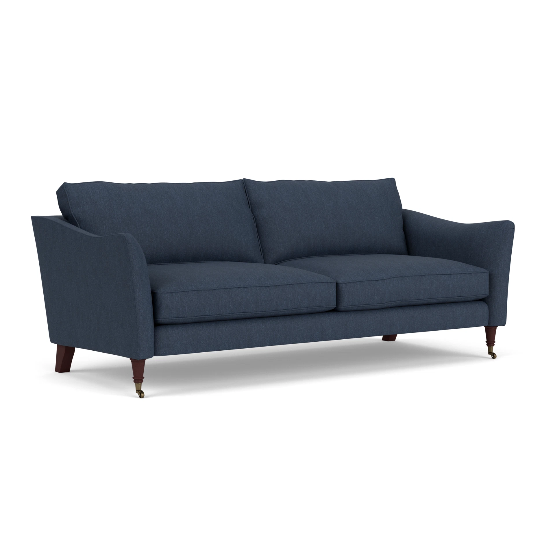 Robinson 4 Seater Sofa in Luxury Italian Linen - Indigo with Light legs