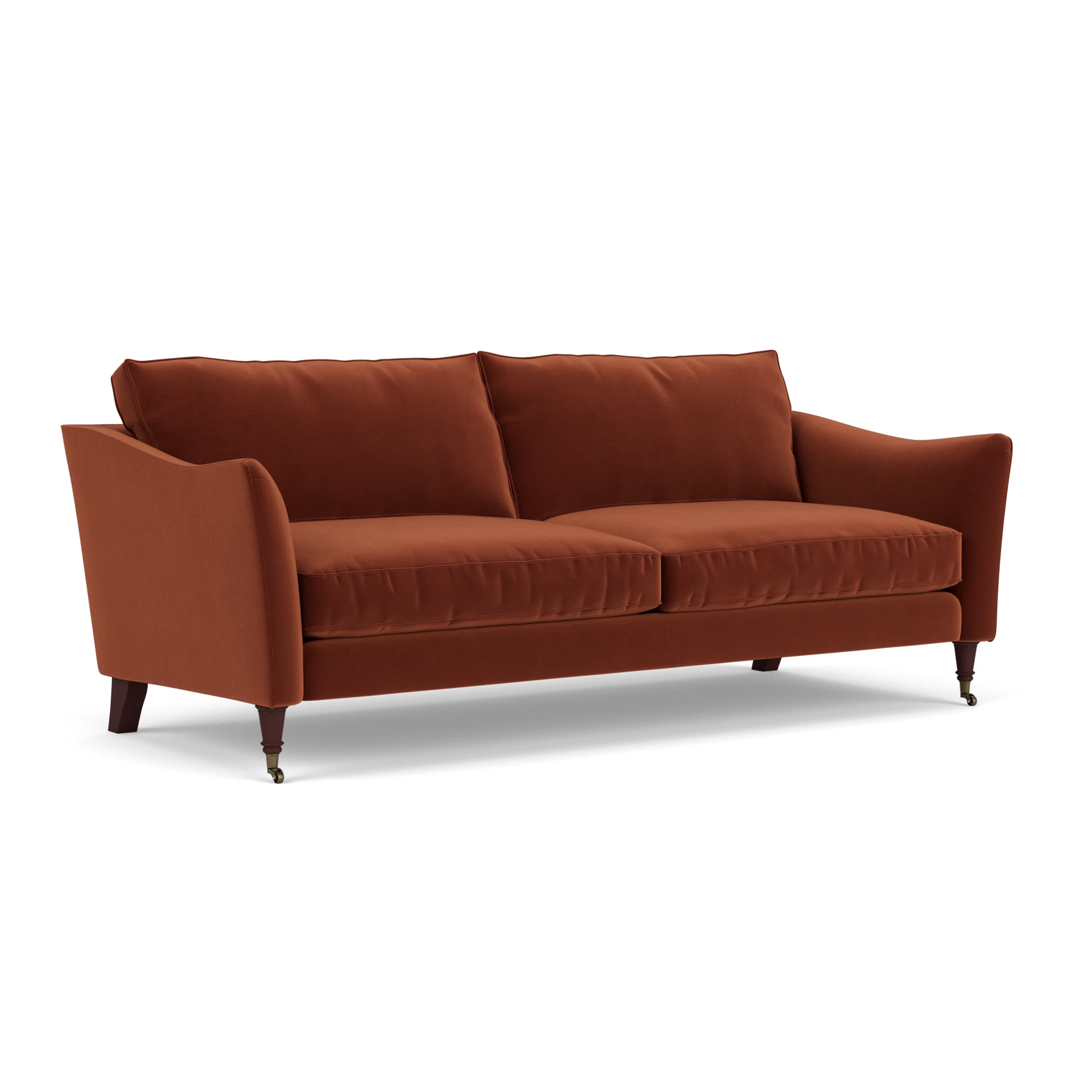 Robinson 4 Seater Sofa in Matt Velvet - Brick with Light legs