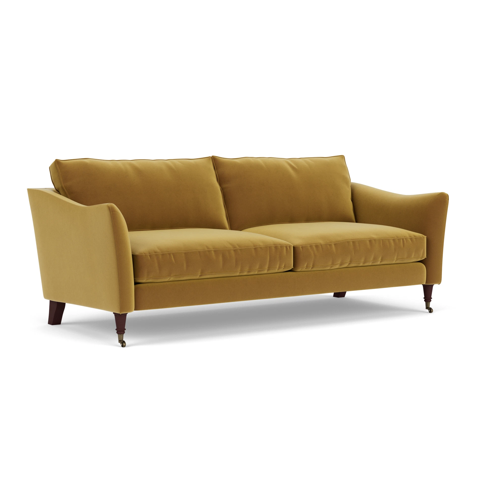 Robinson 4 Seater Sofa in Matt Velvet - Mustard with Light legs