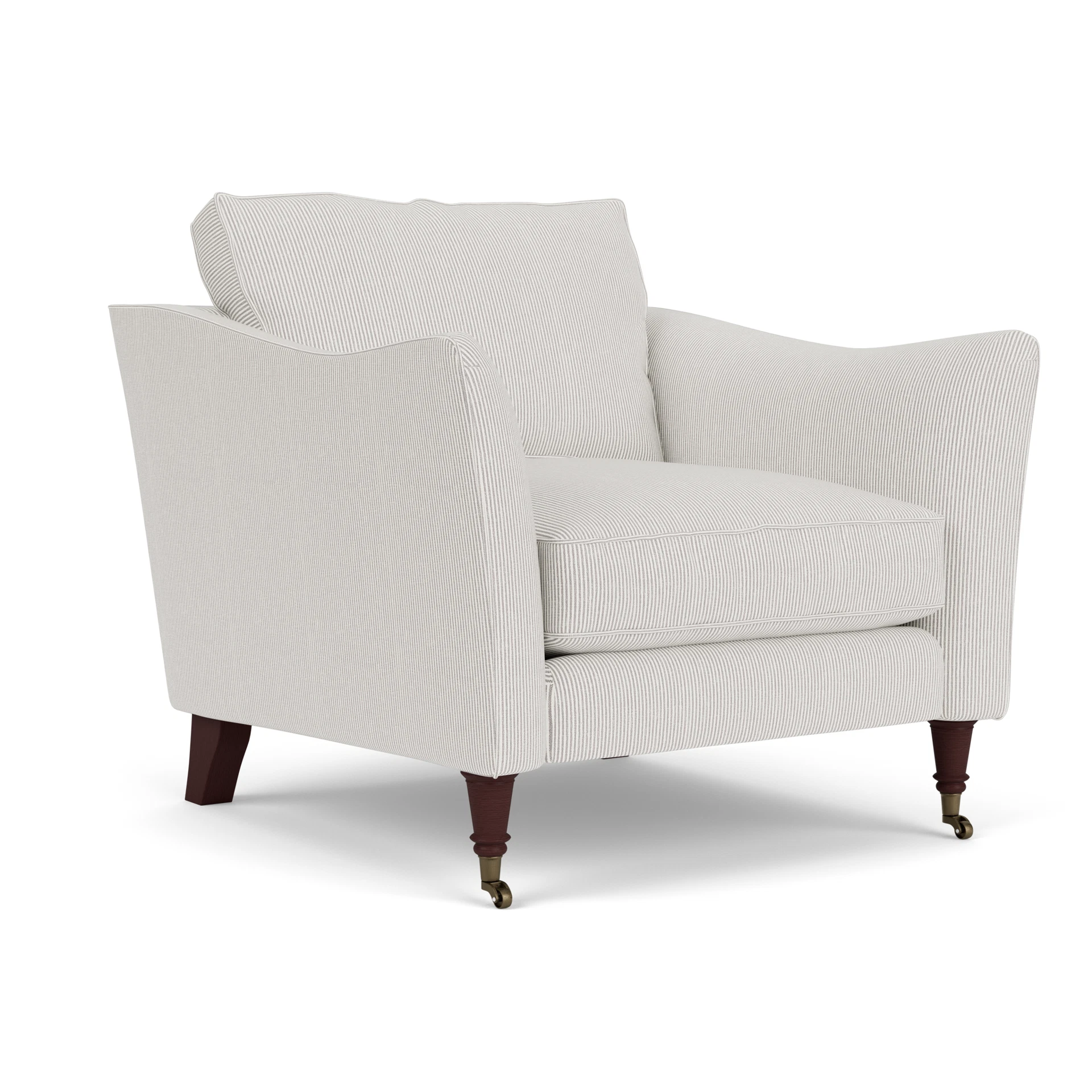 Robinson Armchair in Broadway Stripe - Grey with Light legs