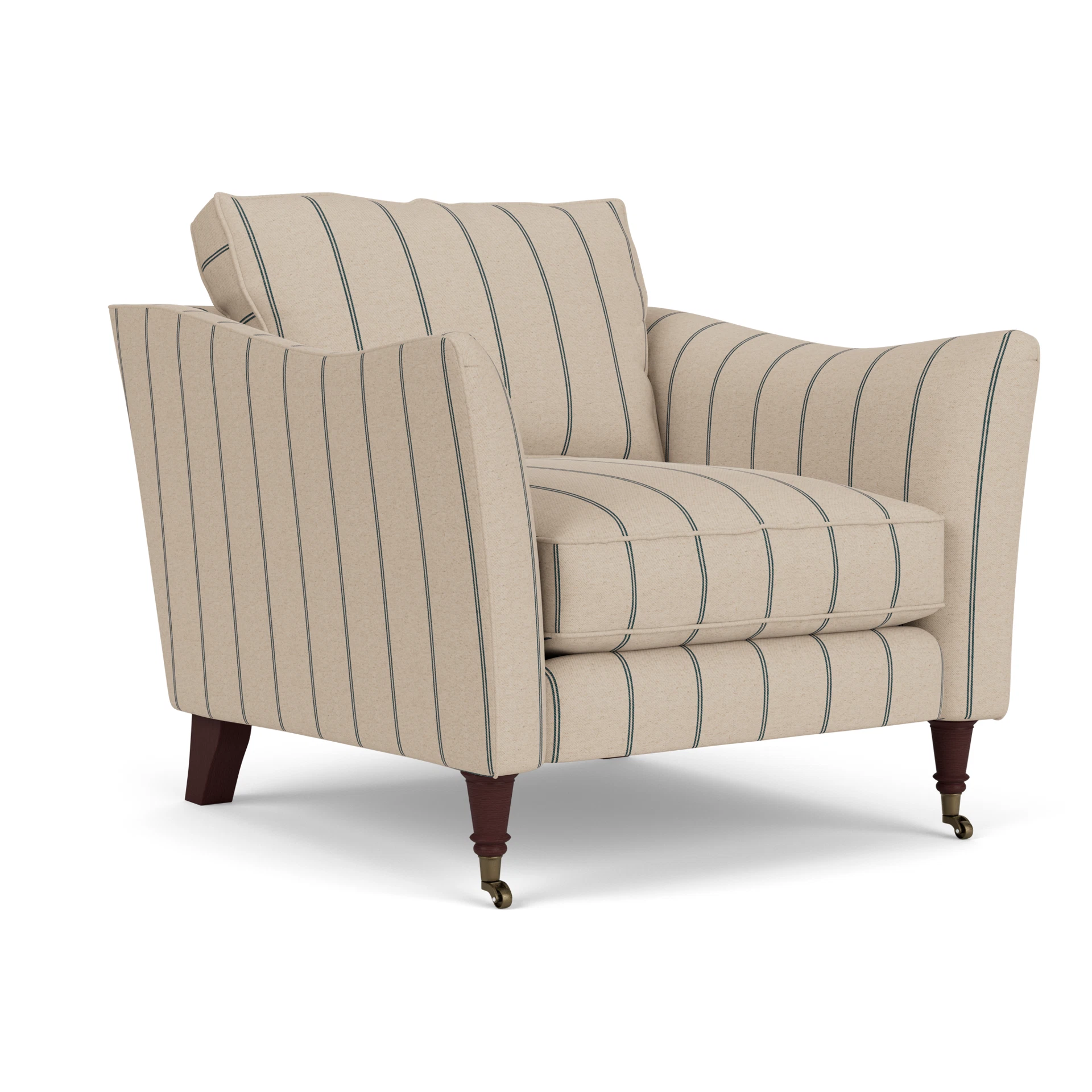 Robinson Armchair in Compton Stripe - Charcoal with Light legs