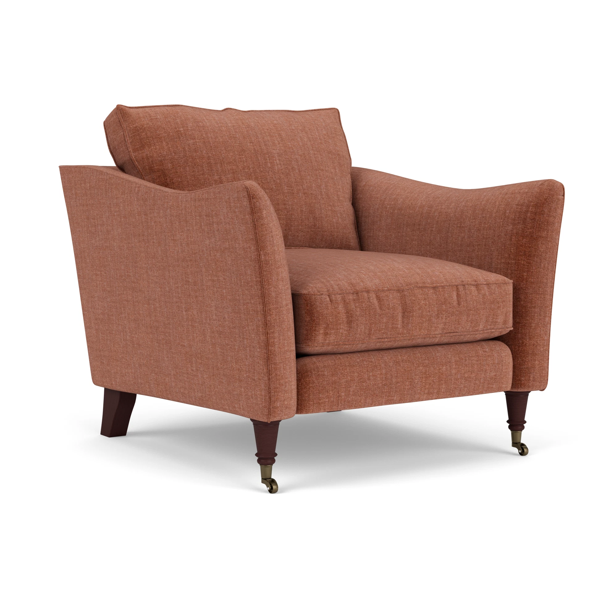 Robinson Armchair in Eco Chenille - Cinnamon with Light legs
