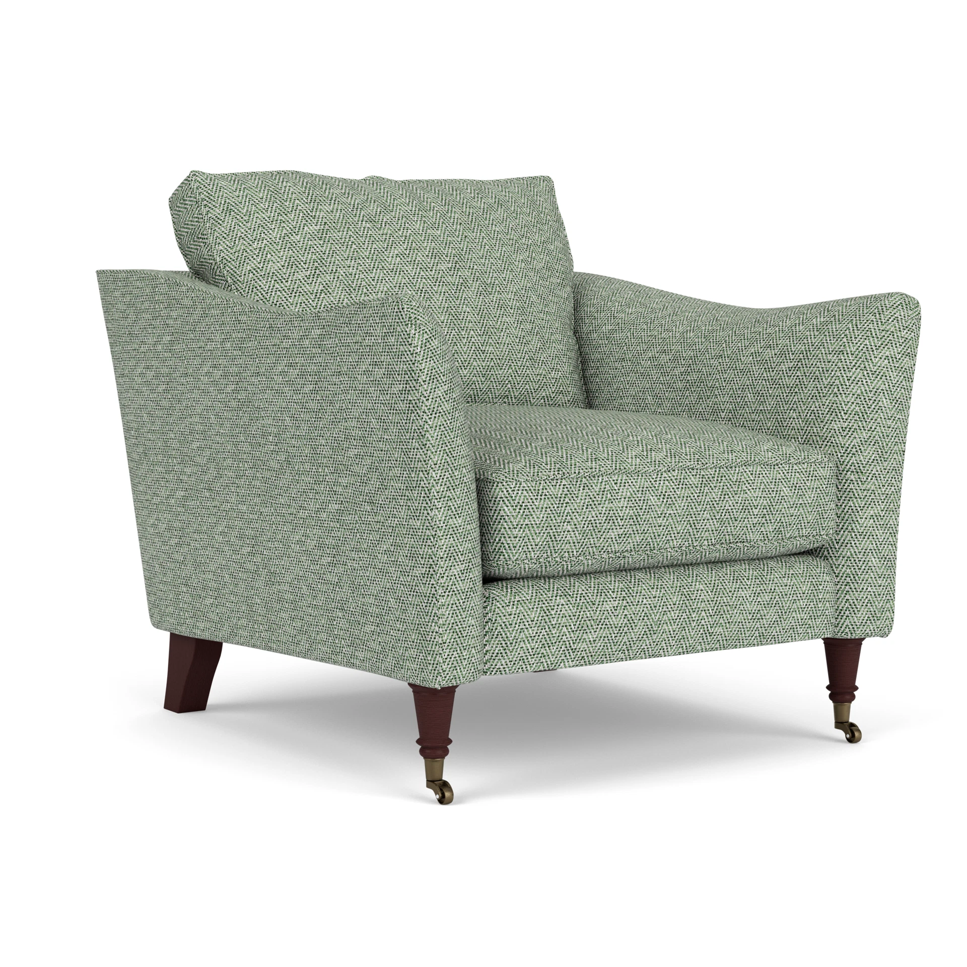 Robinson Armchair in Herringbone Weave - Lake with Light legs