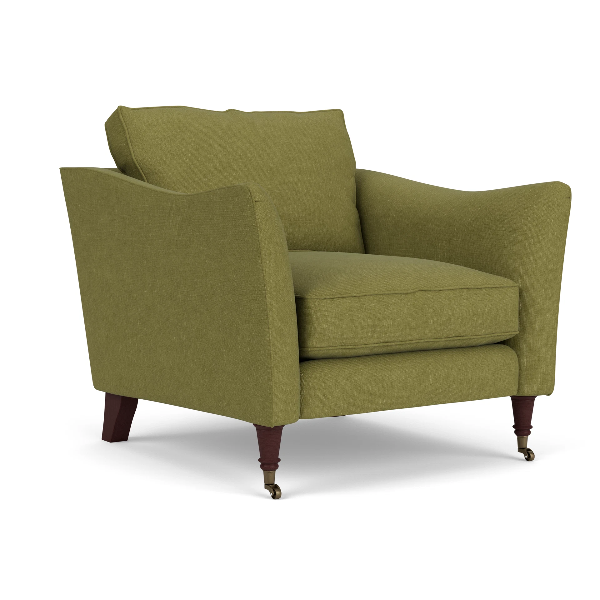 Robinson Armchair in House Linen Mix - Apple with Light legs