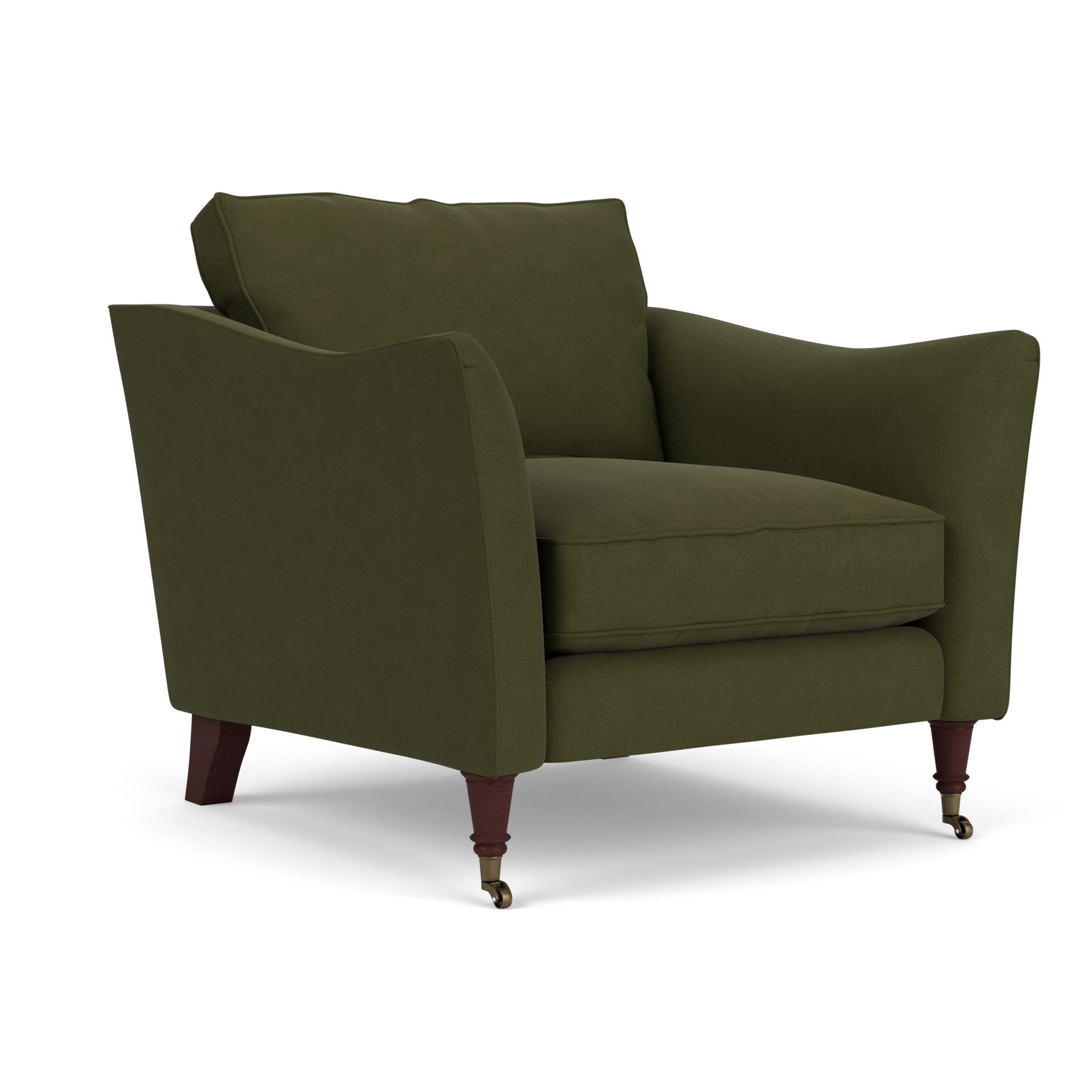 Robinson Armchair in House Linen Mix - Forest Green with Light legs