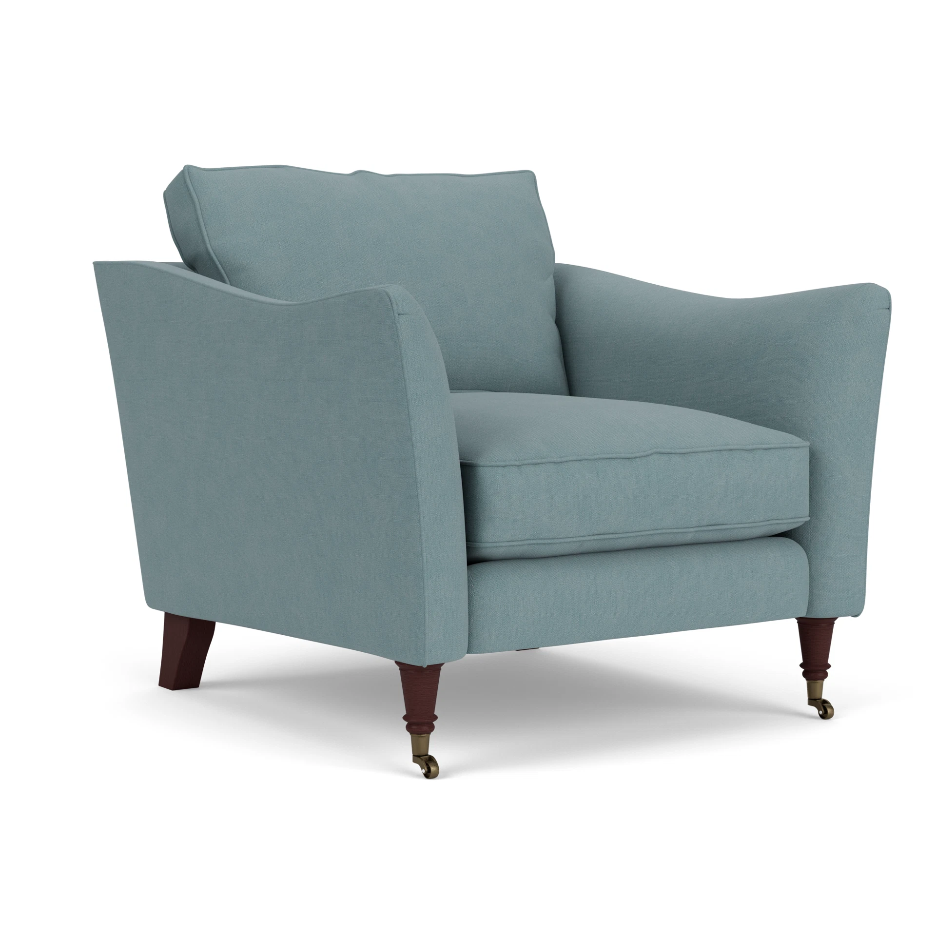Robinson Armchair in House Linen Mix - Sky Blue with Light legs