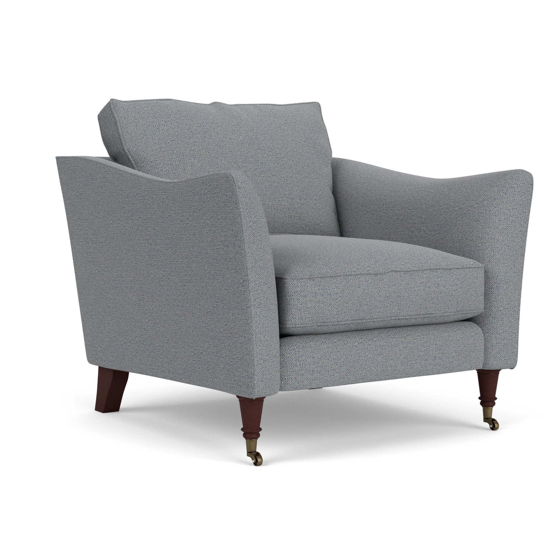 Robinson Armchair in House Weave - Blue Marl with Light legs