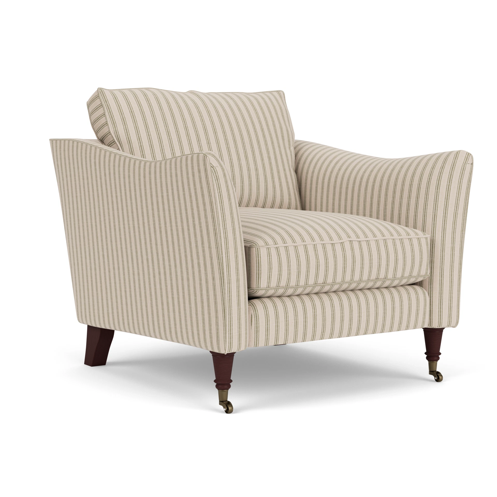 Robinson Armchair in Kingham Stripe - Sage with Light legs
