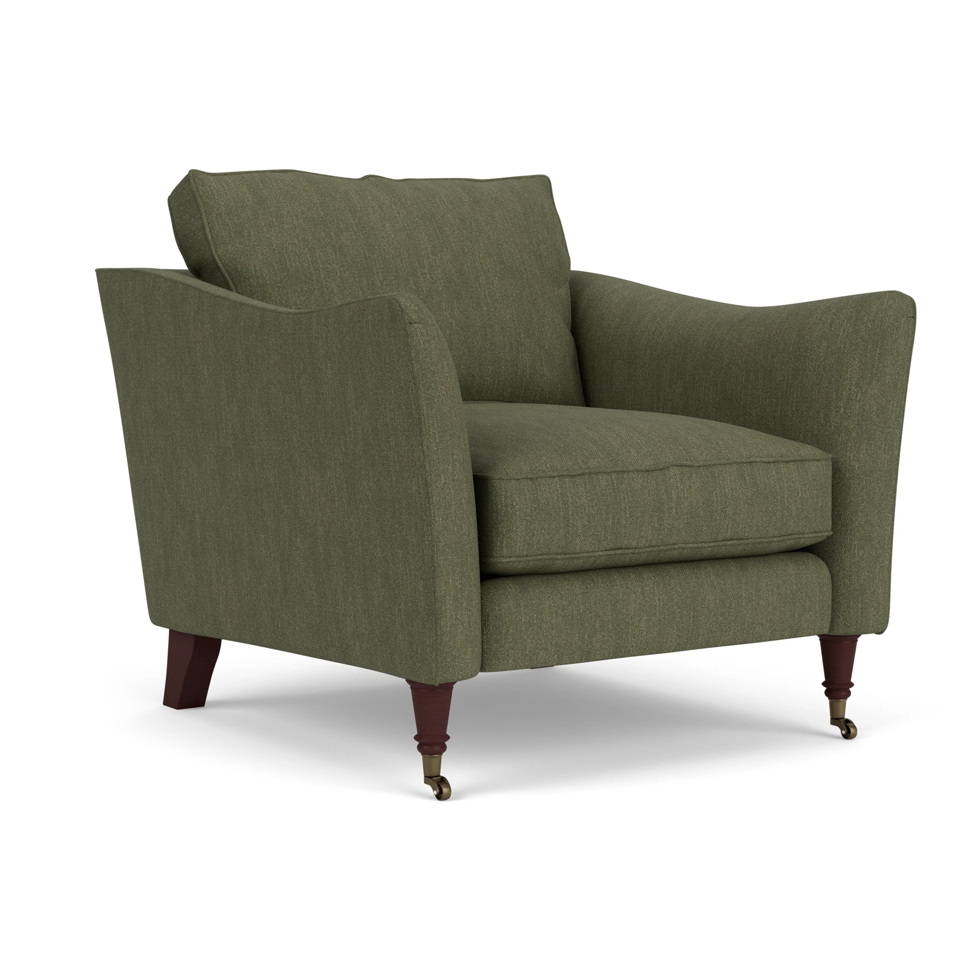 Robinson Armchair in Luxury Italian Linen - Fern with Light legs