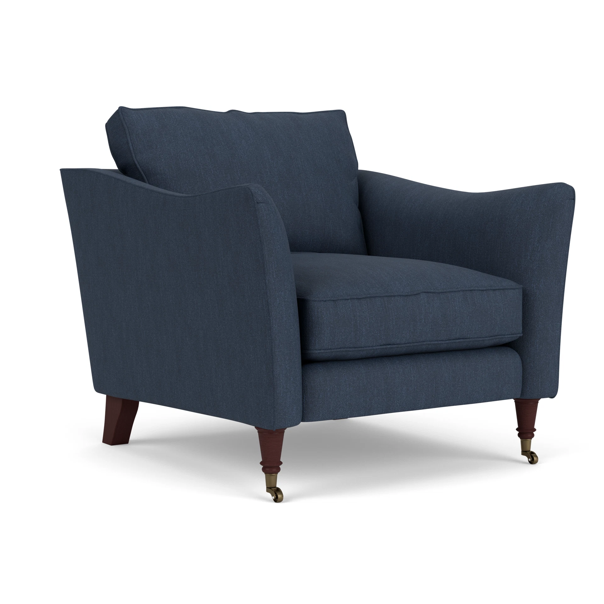Robinson Armchair in Luxury Italian Linen - Indigo with Light legs