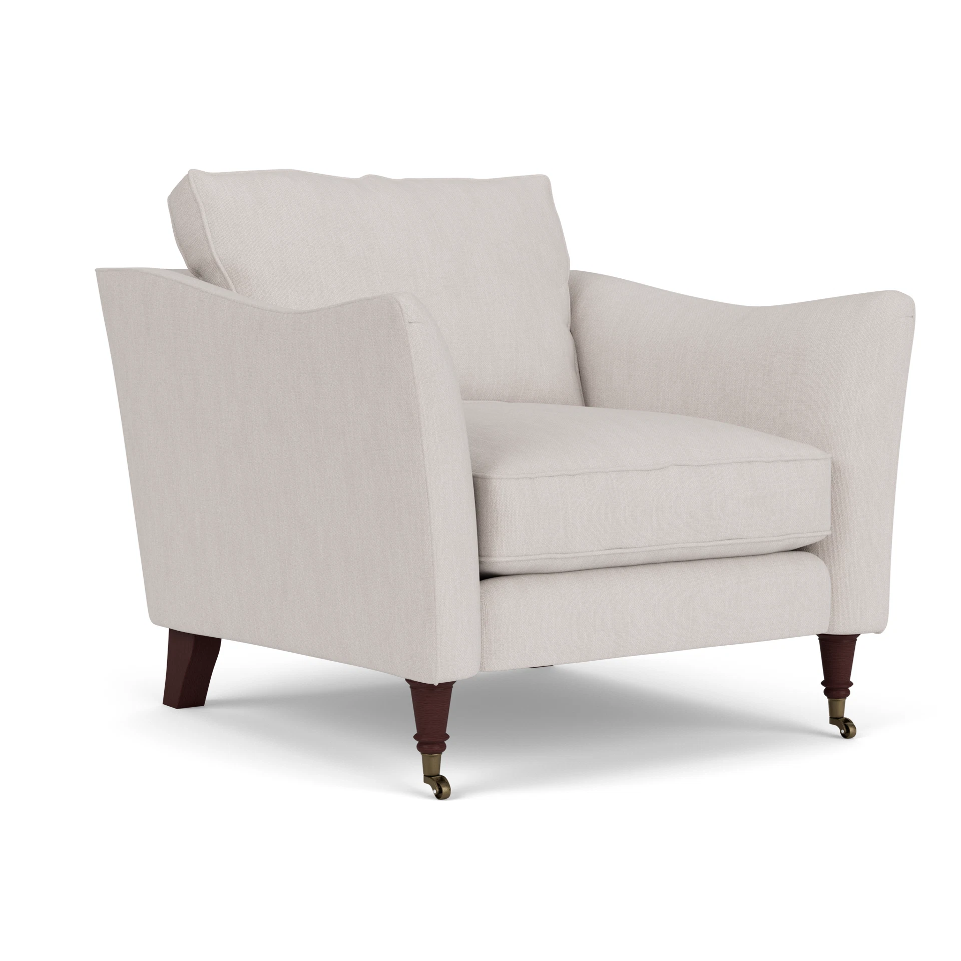Robinson Armchair in Luxury Italian Linen - Soft White with Light legs